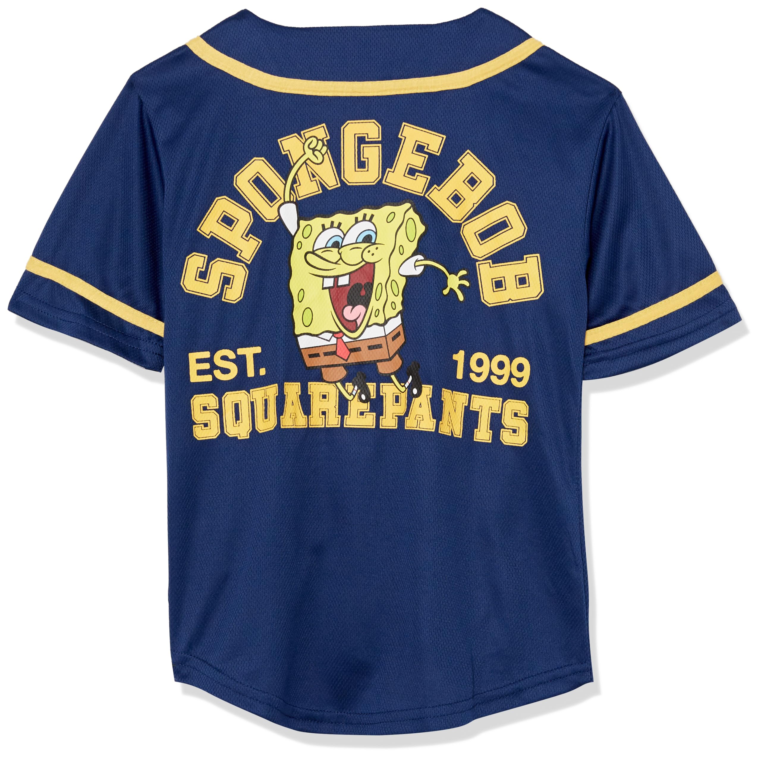 SpongeBob SquarePants Boys Baseball Jersey - Classic Mesh Button Down Shirt for Kids | Nickelodeon Cartoon Character Costume | Halloween, Cosplay, Birthday Party Outfit