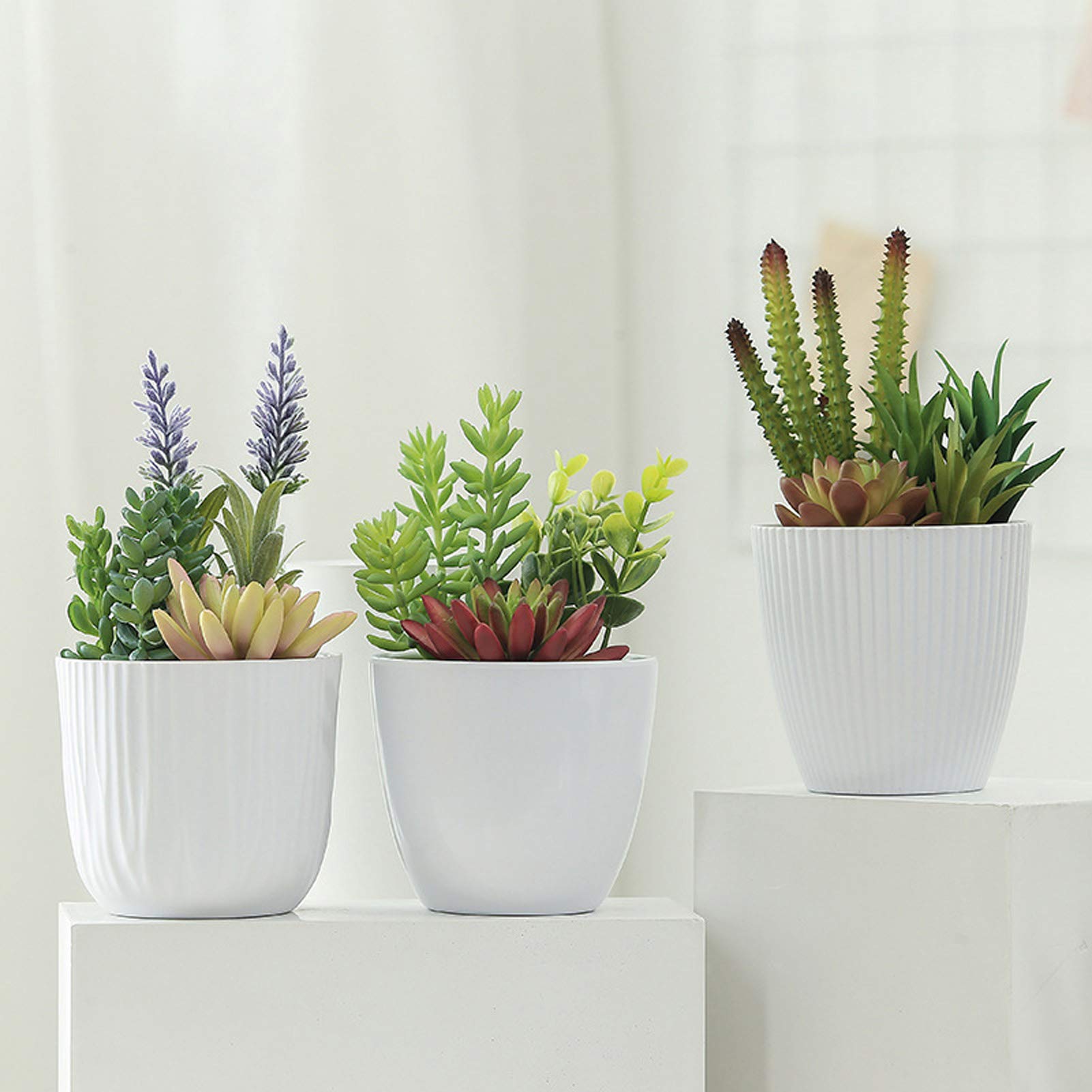 Realistic Artificial Succulent Plants - Unpotted Faux Green Succulents for Office & Home Decor | Low Maintenance Desk Plants for Modern Interior Design