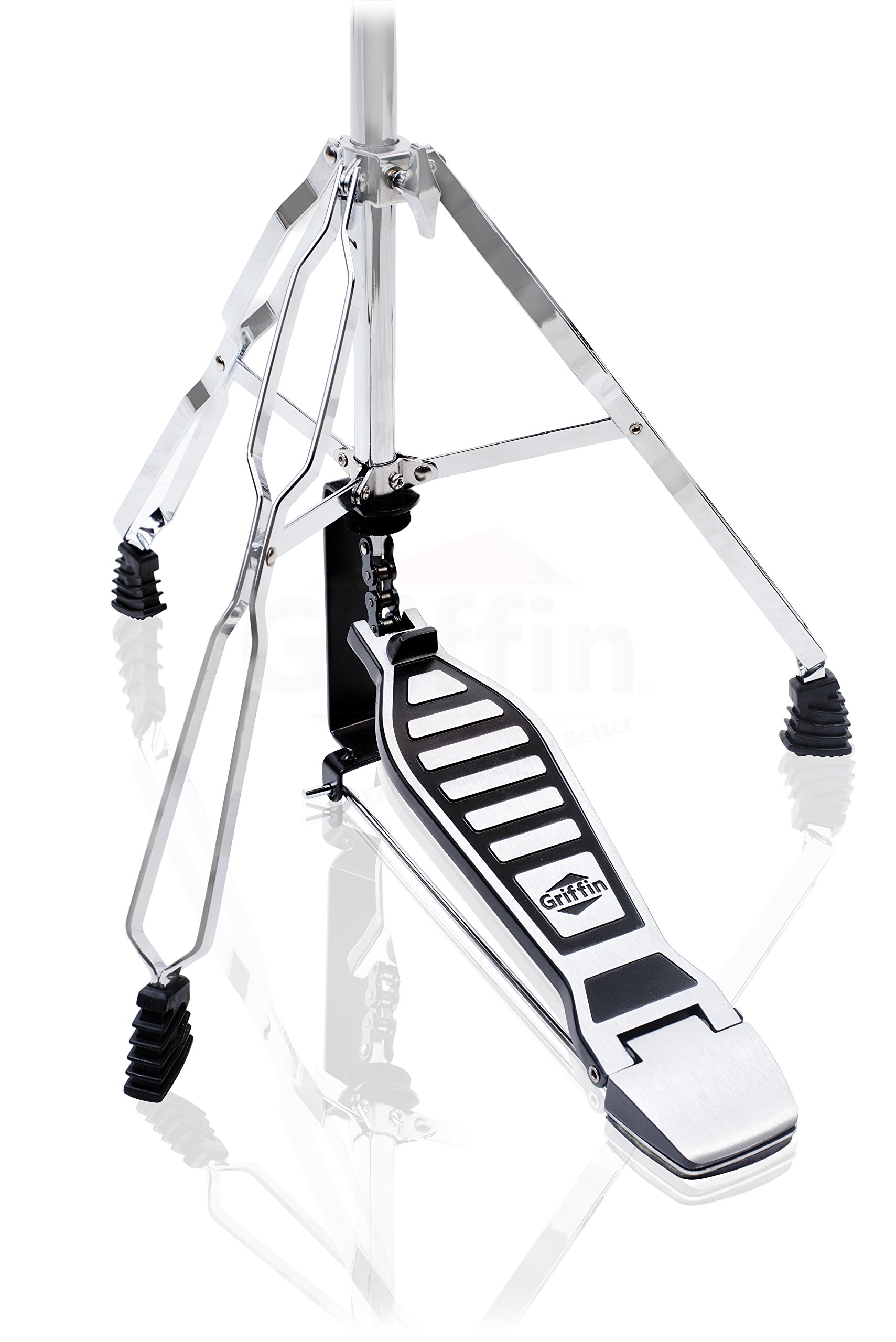 Premium Drum Hardware 3-Piece Set - Hi-Hat Stand, Drum Throne & Straight Cymbal Stand | Heavy Duty Chrome Drum Accessories with Non-Slip Base for Crash, Ride & Splash Cymbals | Perfect for Live Performances, Studio Recording & Drum Practice Sessions