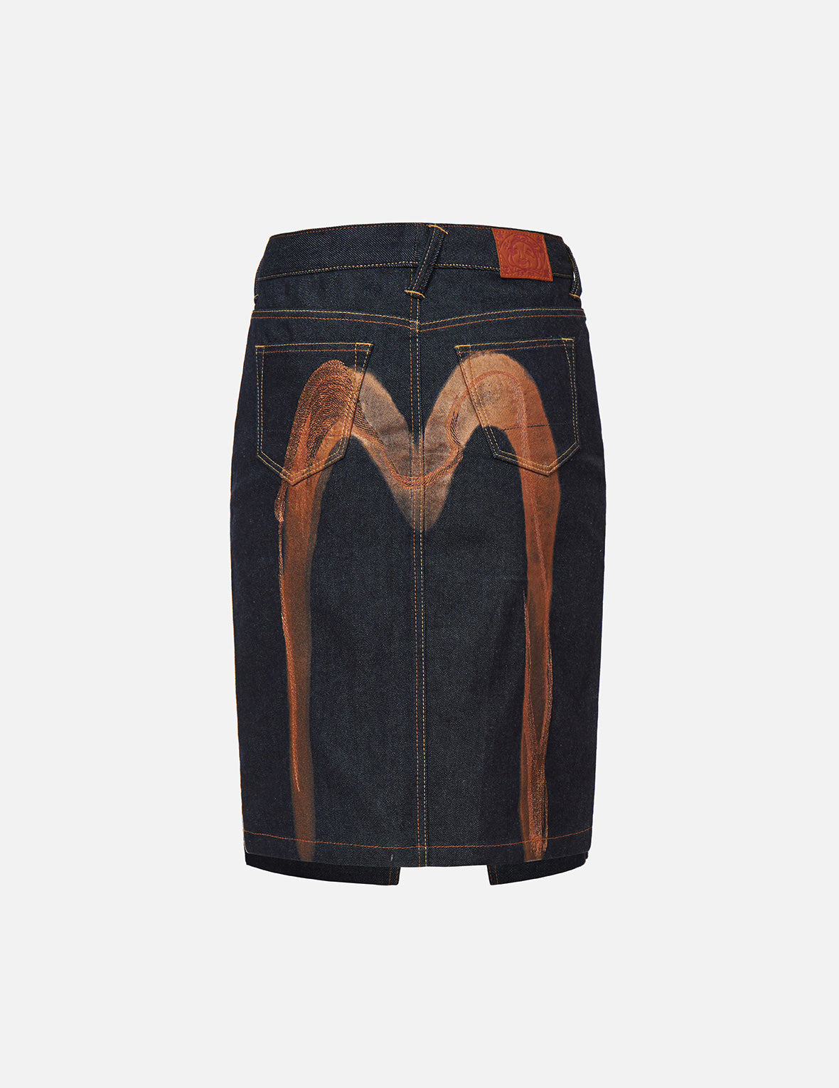 Brushstroke Daicock Split Front Denim Pencil Skirt for Women - High Waisted Stretchy Slim Fit Denim Mini Skirt - Perfect for Casual Outfits, Date Nights & Office Wear