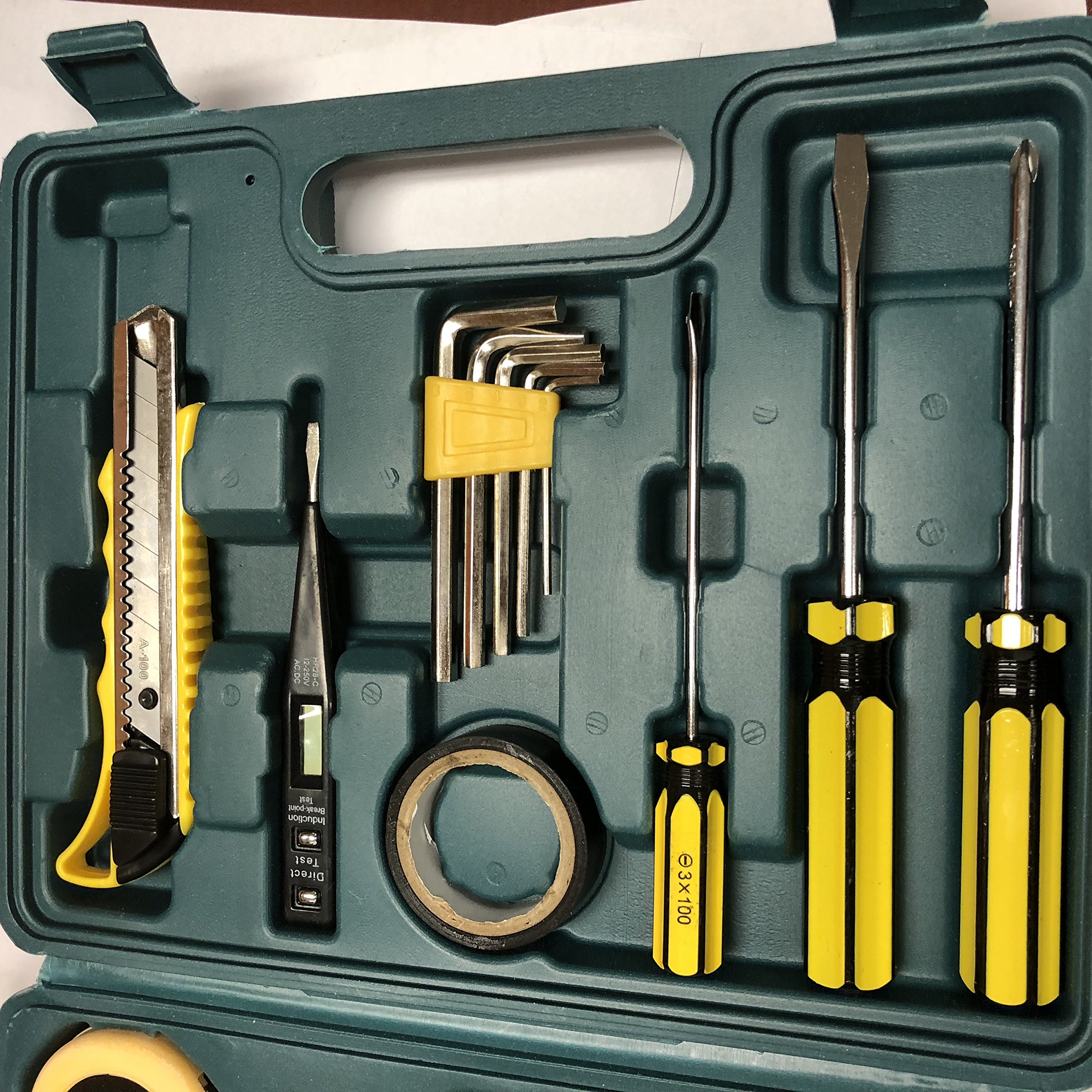 16-Piece Humvee General Household Tool Kit for Home Repair & Maintenance - Durable Toolbox Storage Case - Perfect for DIY Projects, Plumbing, and Electrical Fixes
