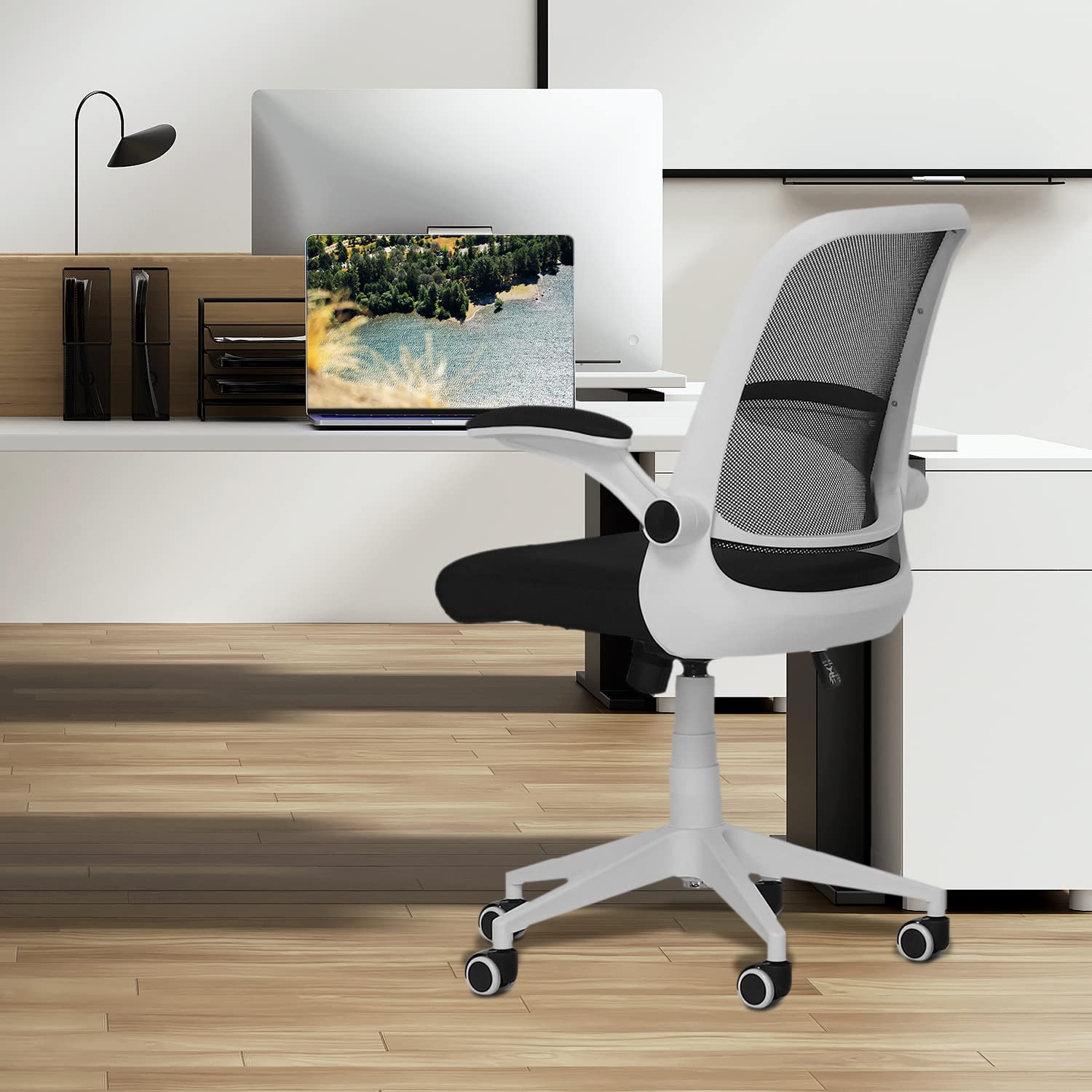 MoNiBloom Ergonomic Mesh Swivel Office Chair with Flip-Up Arms & Comfortable Seat - Includes 29