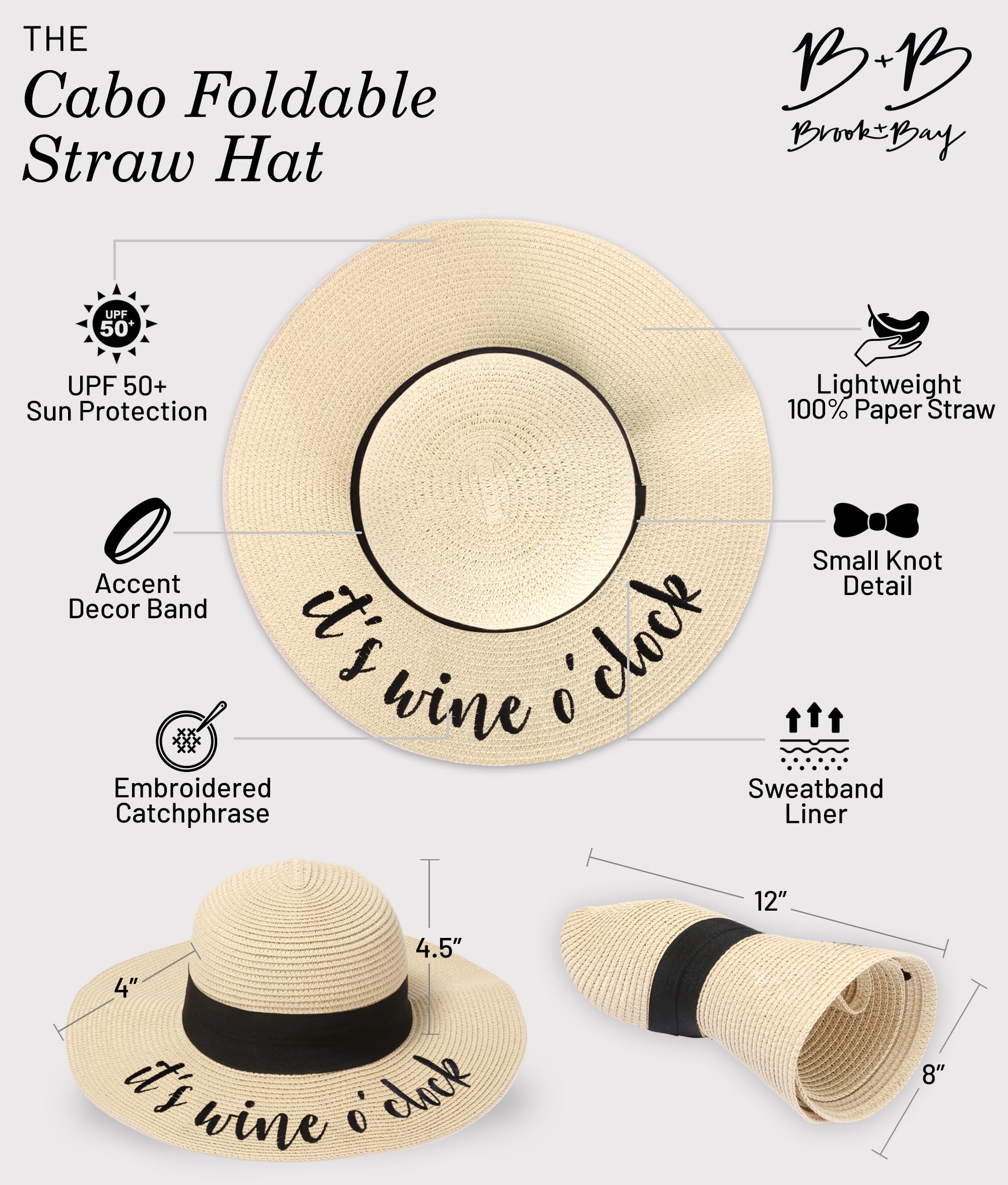 Foldable Beach Hats for Women - Floppy Sun Hats, Roll-Up Straw Hats with Wide Brim for Summer Vacation & Outdoor Activities | Perfect for Beach, Pool, Travel and Sun Protection