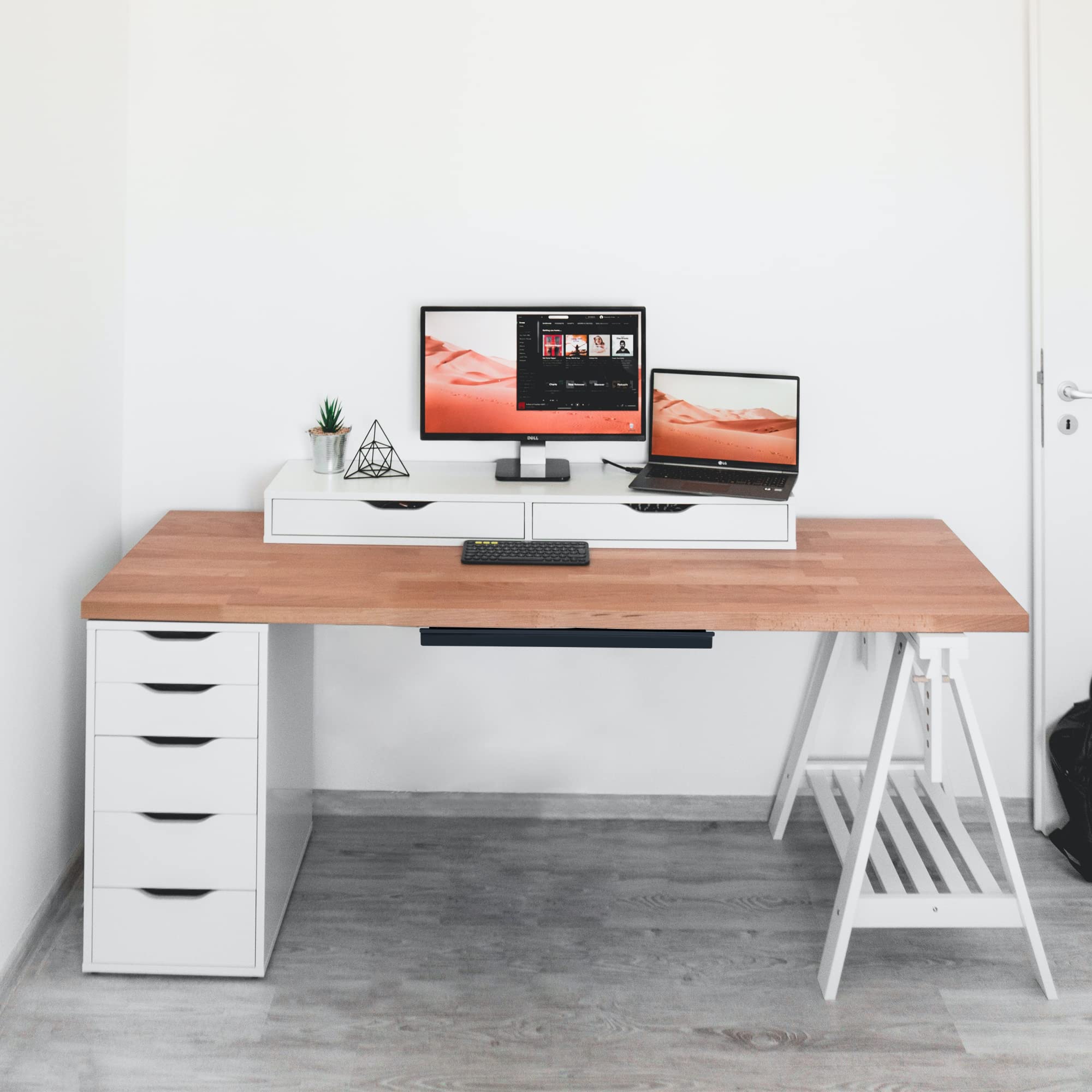 Frassie 27.4 Inch Under Desk Pull-Out Drawer - Metal Sliding Pencil Organizer for Standing Desk & Office - Perfect for Home Office, Study Room, and Workspace Organization