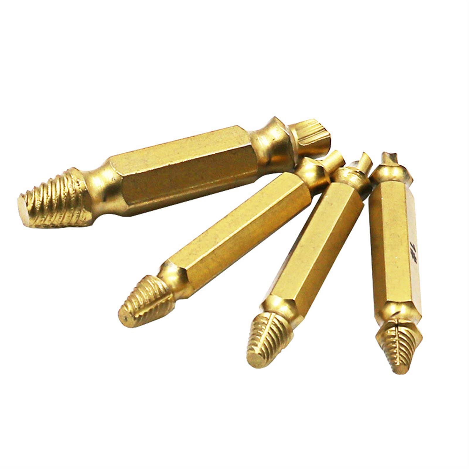 Titanium Plated Drill Bits & Damaged Screw Extractor Set - 5pcs High-Speed Steel Bolt Stud Stripped Screw Remover Tool Kit for DIY Home Repair, Automotive, and Metalworking Projects