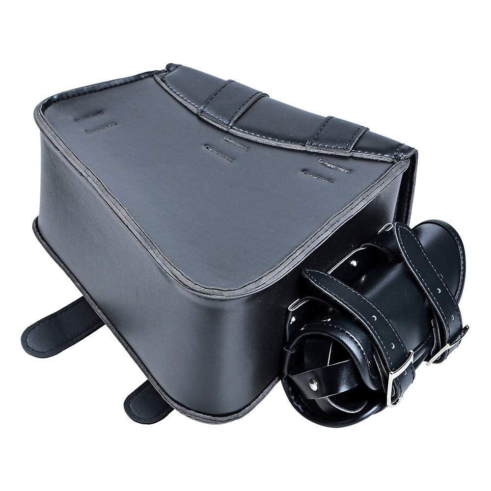 Premium Black Soft PU Leather Solo Swing Arm Saddle Bag & Side Storage for Harley Sportster XL883 XL1200 - Durable Motorcycle Accessory for Road Trips & Daily Commutes