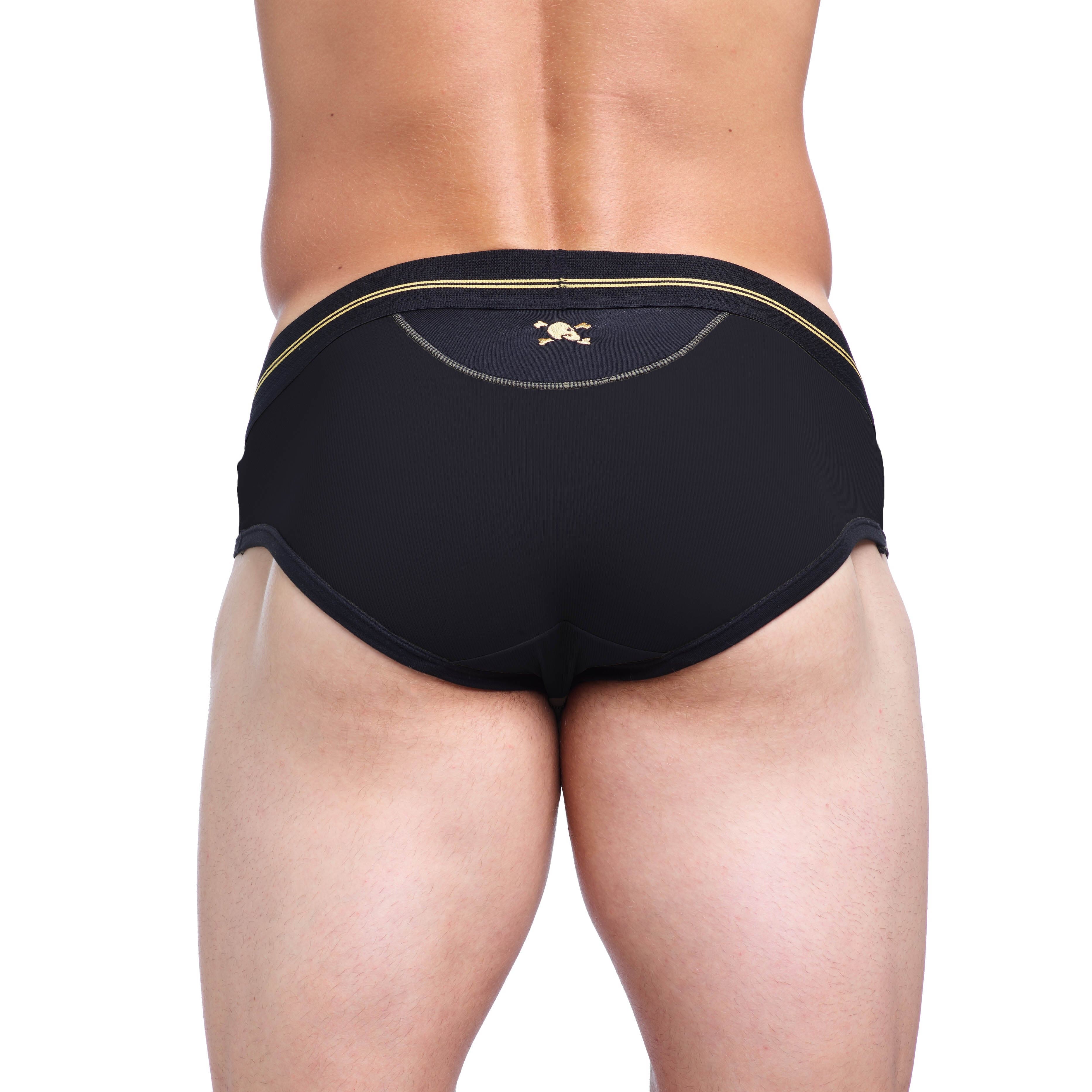 High-Performance Rib Brief Underwear for Men - Soft & Breathable Black Cotton Boxer Briefs - Perfect for Gym, Running & Everyday Comfort