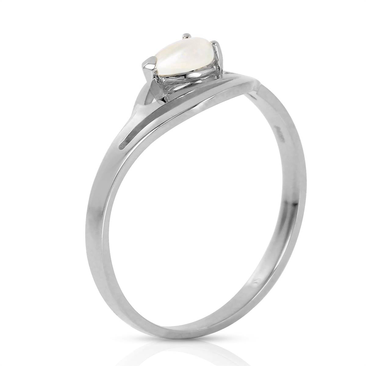 0.15 Carat 14K Solid White Gold Ring with Natural Opal Gemstone - Elegant Jewelry for Women, Perfect for Engagement, Wedding & Special Occasions