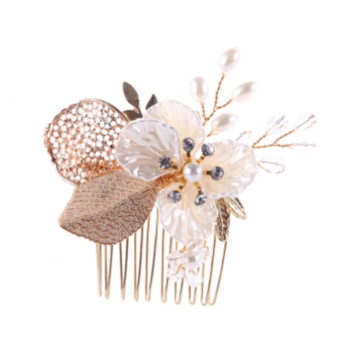 Crystal Rhinestone Pearl Bridal Hair Comb for Women - Elegant Wedding Hair Jewelry Crown & Side Comb for Brides, Prom, and Special Occasions