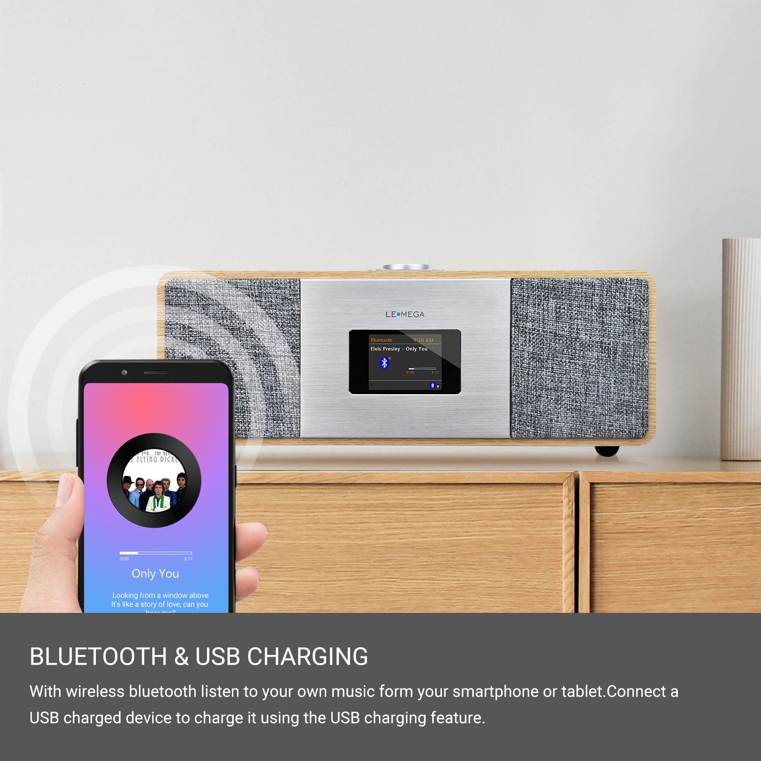 LEMEGA MSY3 WiFi Internet Radio with DAB/DAB+/FM, Bluetooth, Spotify Connect, Dual Alarm Clock, Sleep Timer, USB Charger & 2.8
