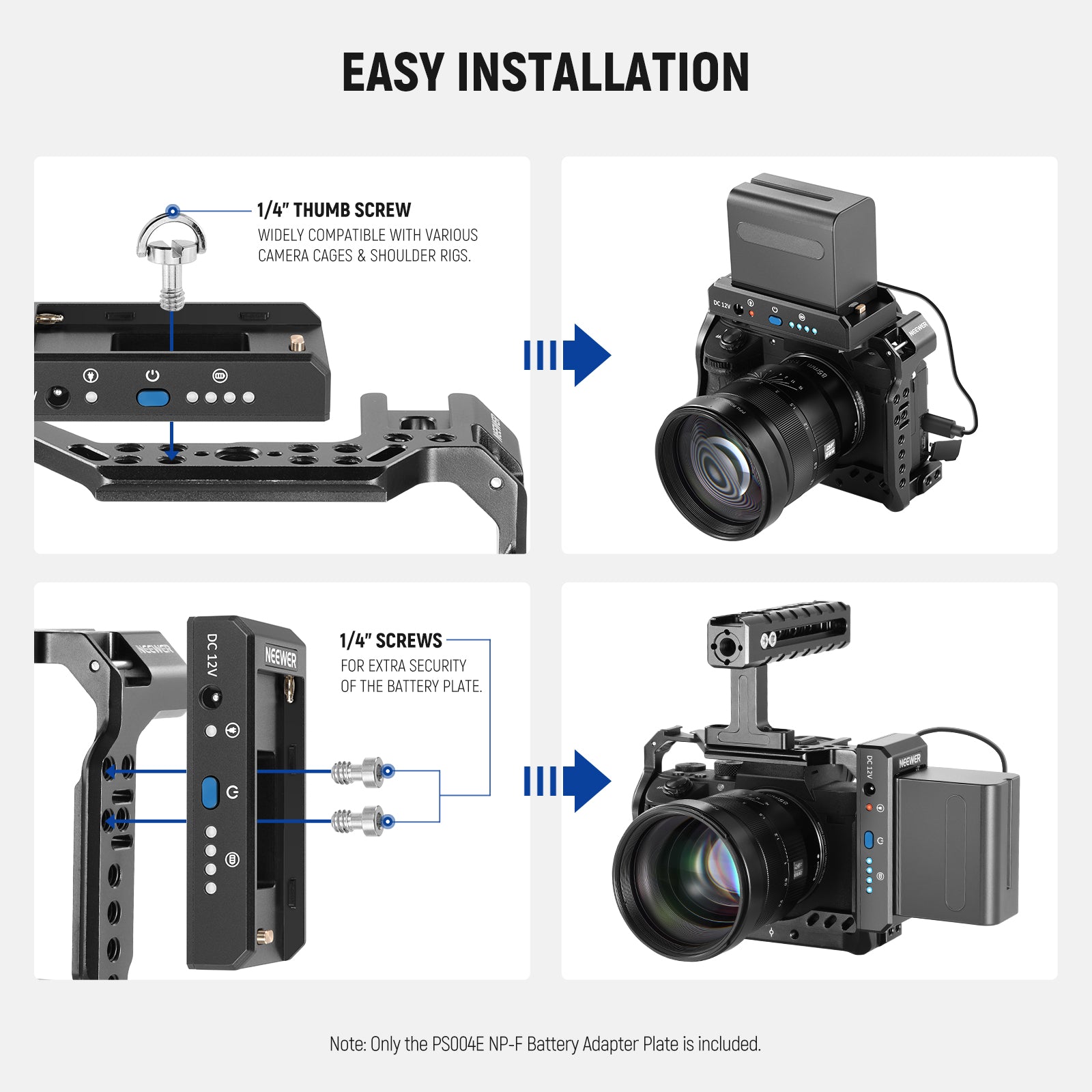 NEEWER PS004E Sony NP-F Battery Adapter Plate - Compatible with Sony Cameras - Power Your DSLR, Mirrorless & Video Equipment for Photography & Videography