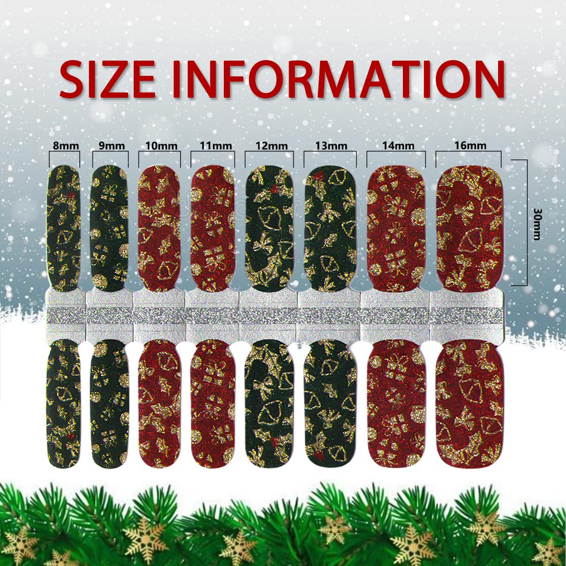 DANNEASY Christmas Nail Polish Strips - 5 Sheets Glitter Nail Stickers, Self-Adhesive Nail Wraps with Nail File for Women | Perfect for Holiday Parties, Gift Giving & DIY Nail Art