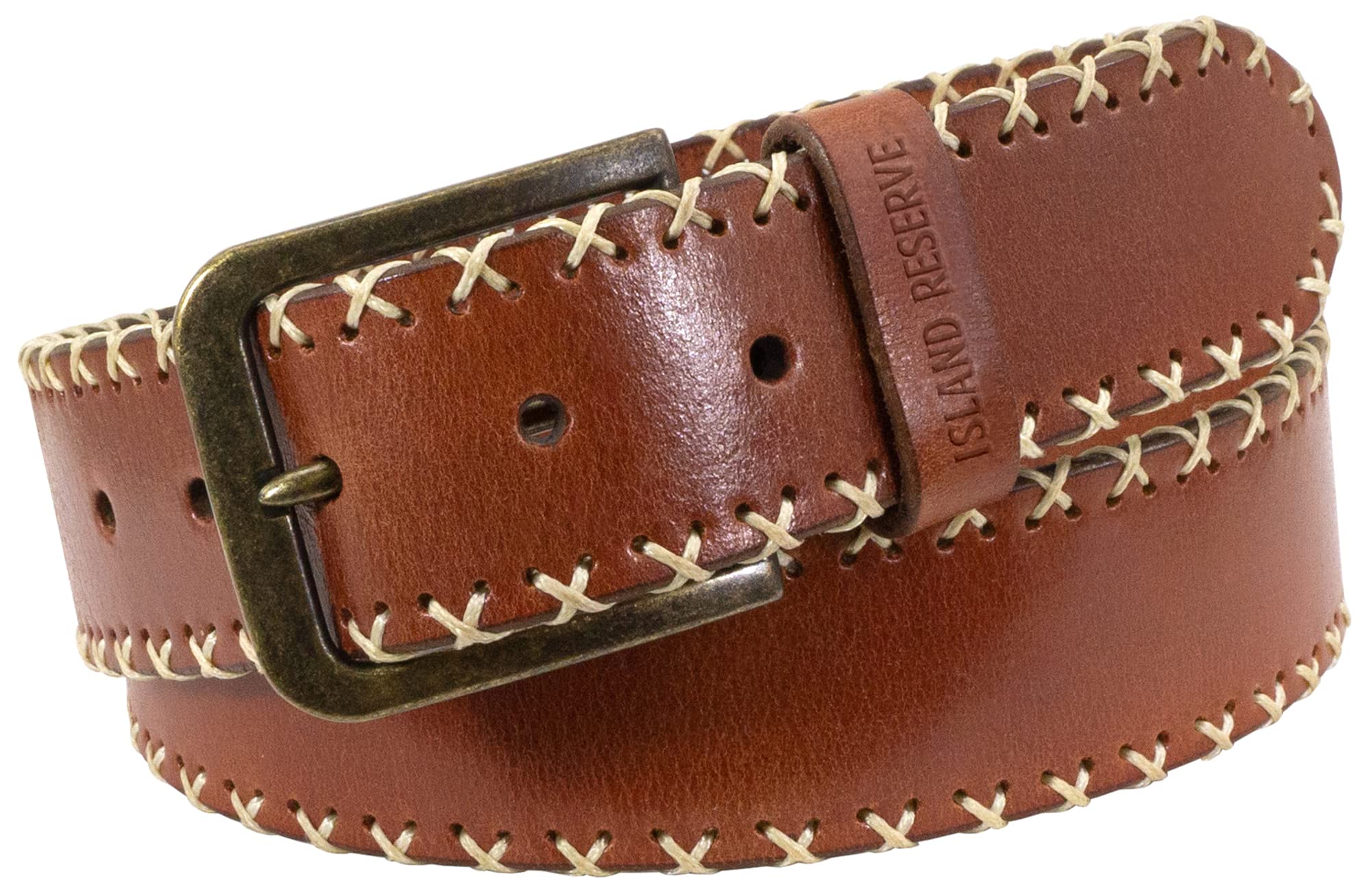 Margaritaville Men's Island Reserve Fernando Chestnut Leather Belt - Stylish Casual & Dress Accessory for Beach, Vacation & Everyday Wear