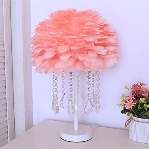 Minimalist Feather Table Lamp & Nordic Feather Floor Lamp - LED Night Light with Lampshade for Living Room, Bedroom, Wedding Decor, Reading Nook - Elegant Red Lighting for Cozy Ambiance