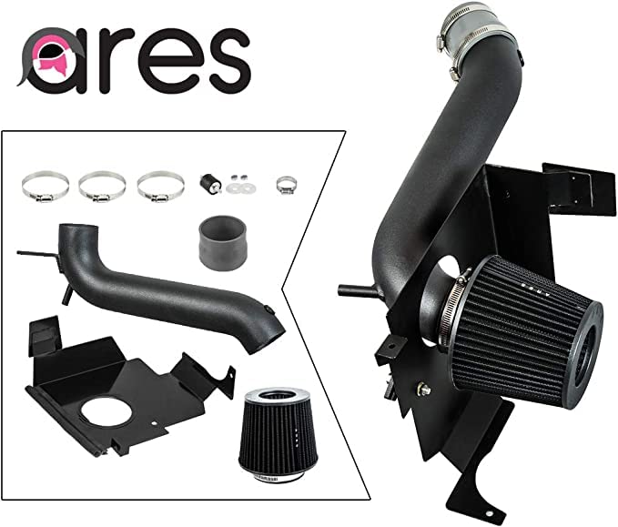 Ares BLACK 05-10 Compatible With Dodge Charger Magnum 300 3.5L V6 Performance Heat Shield Cold Air Intake Kit + High Flow Air Filter - Improve Engine Power & Fuel Efficiency for Street Racing & Off-Road Driving