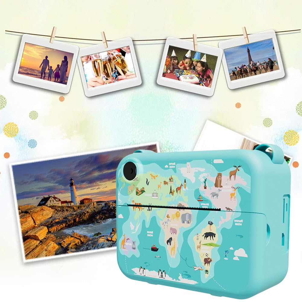 AVZYARDY Instant Print Camera for Kids - Portable Video Camera with 3 Rolls Photo Paper, Selfie Camera Toy for Toddlers, Perfect Birthday & Holiday Gift for Boys & Girls (Blue) - Great for Travel, Parties, and Family Memories