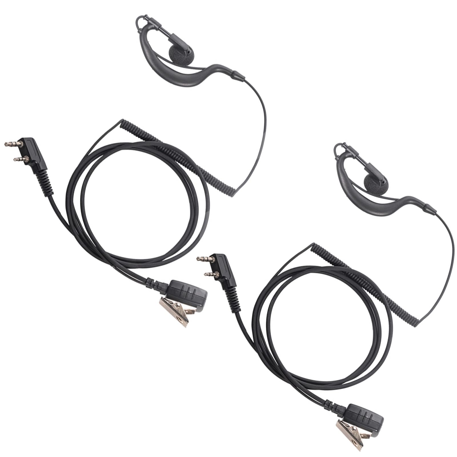 Sarcia G-Shape Walkie Talkie Headset with Mic & PTT - Compatible with BaoFeng UV-5R, BF-888S, Kenwood TK-2107, TK-3107 2-Way Radios (2 Pack) - Ideal for Security, Construction & Outdoor Adventures