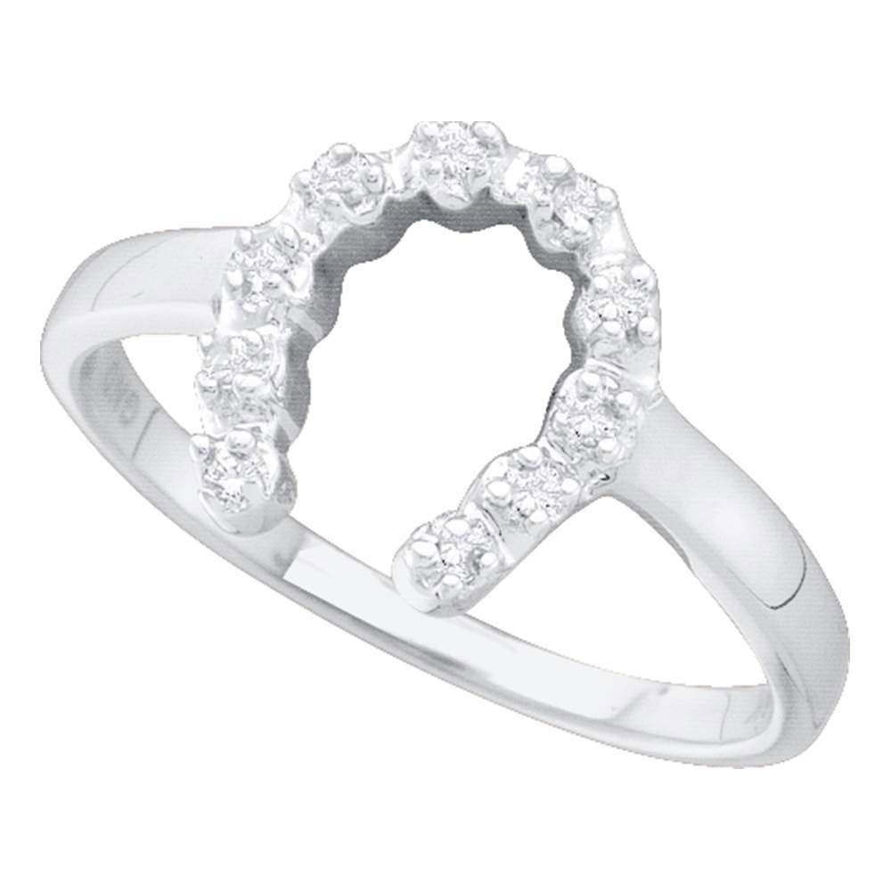 14K White Gold Women's Round Diamond Lucky Horseshoe Ring - 1/20 CTTW - Elegant Jewelry for Everyday Wear, Gift for Her, Wedding, Anniversary & Special Occasions