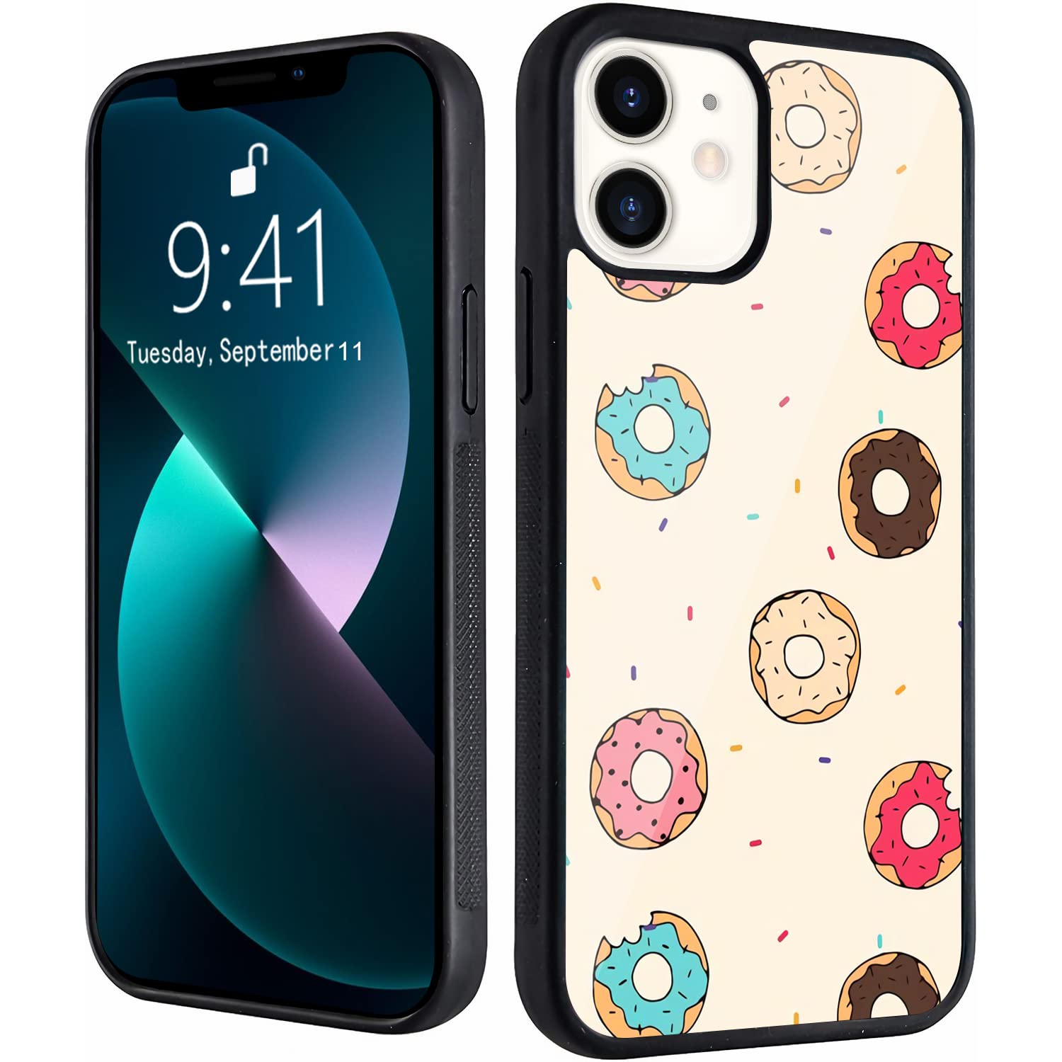 Cute Donut Phone Case for iPhone 7 Plus & 8 Plus - Soft TPU & Hard Back Aluminum Shockproof Protective Cover with DKIN Donuts Design - 5.5 Inch Case for Women & Girls (White) - Perfect for Everyday Use, Travel & Gift Giving