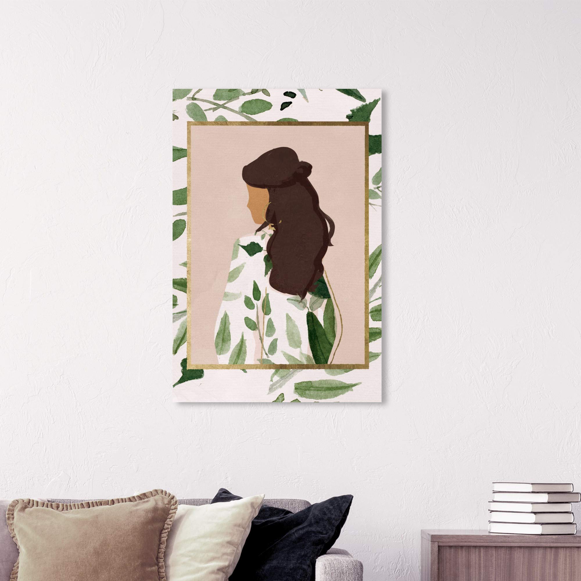 Wynwood Studio Fashion & Glam Wall Art Canvas Print 'Palette of Foliage Vertical' - 24x36 Inches Green & White Abstract Painting - Perfect for Living Room, Bedroom, Office Decor