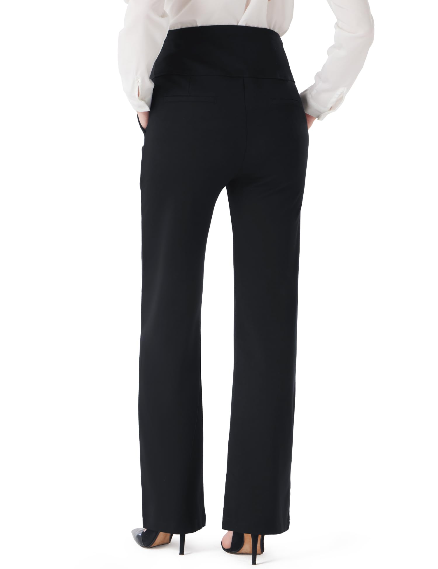 URBEST Women's Maternity Straight Leg Dress Pants - Stretchy Over The Belly Work Pants with Pockets for Office & Pregnancy Comfort