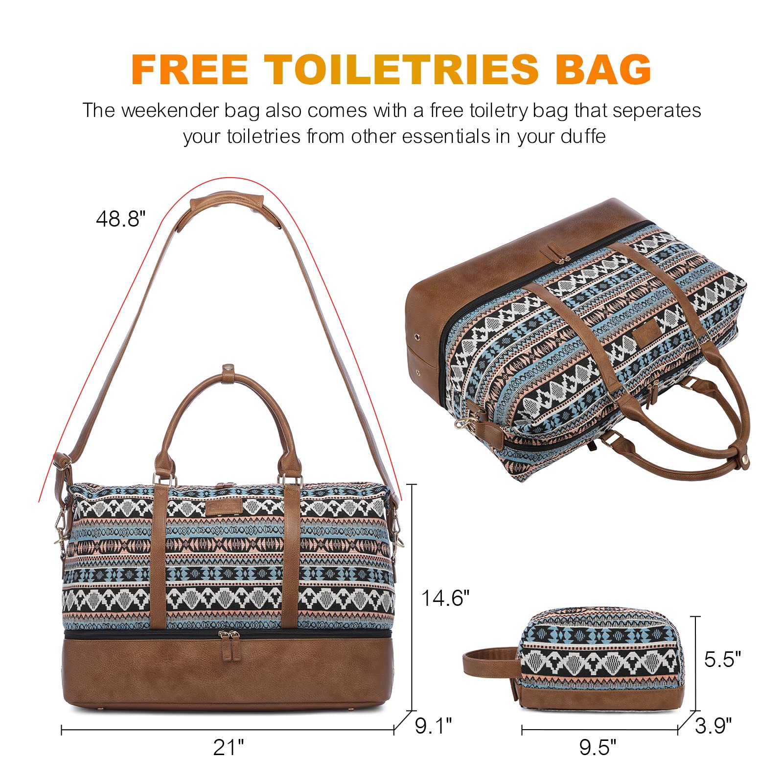 Stylish Canvas Weekender Bag for Women - Large Travel Duffle with Shoe Compartment & Toiletry Pouch - Perfect Carry-On for Gym, Hospital, Labor & Delivery, Weekend Getaways - Ideal for Travel, Workouts, and Overnight Trips