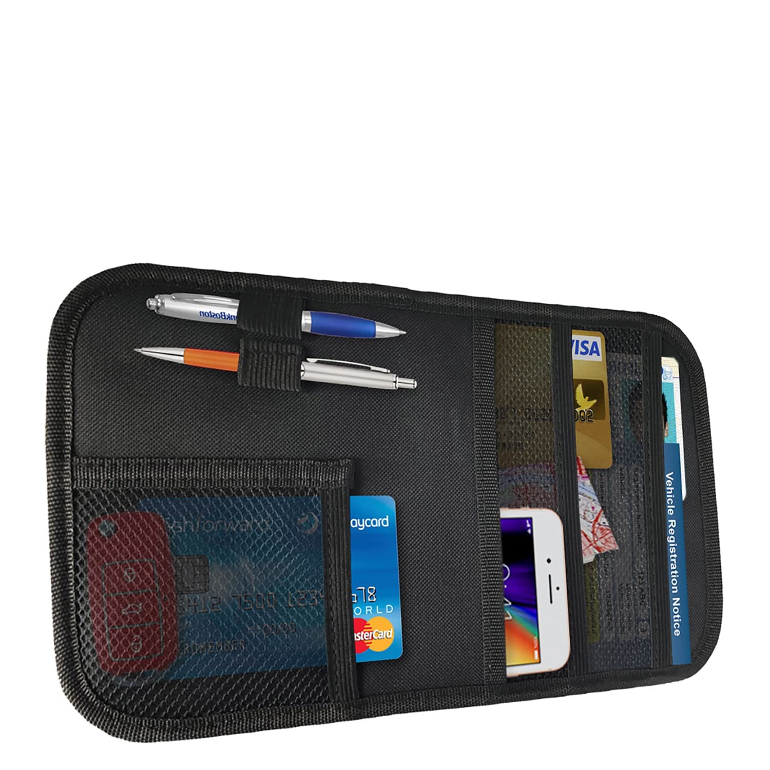 Lebogner 2-Pack Car Sun Visor Organizer - Auto Interior Accessories with Storage Pockets for Documents, Registration & Personal Belongings | Perfect for Road Trips, Commuting & Vehicle Organization