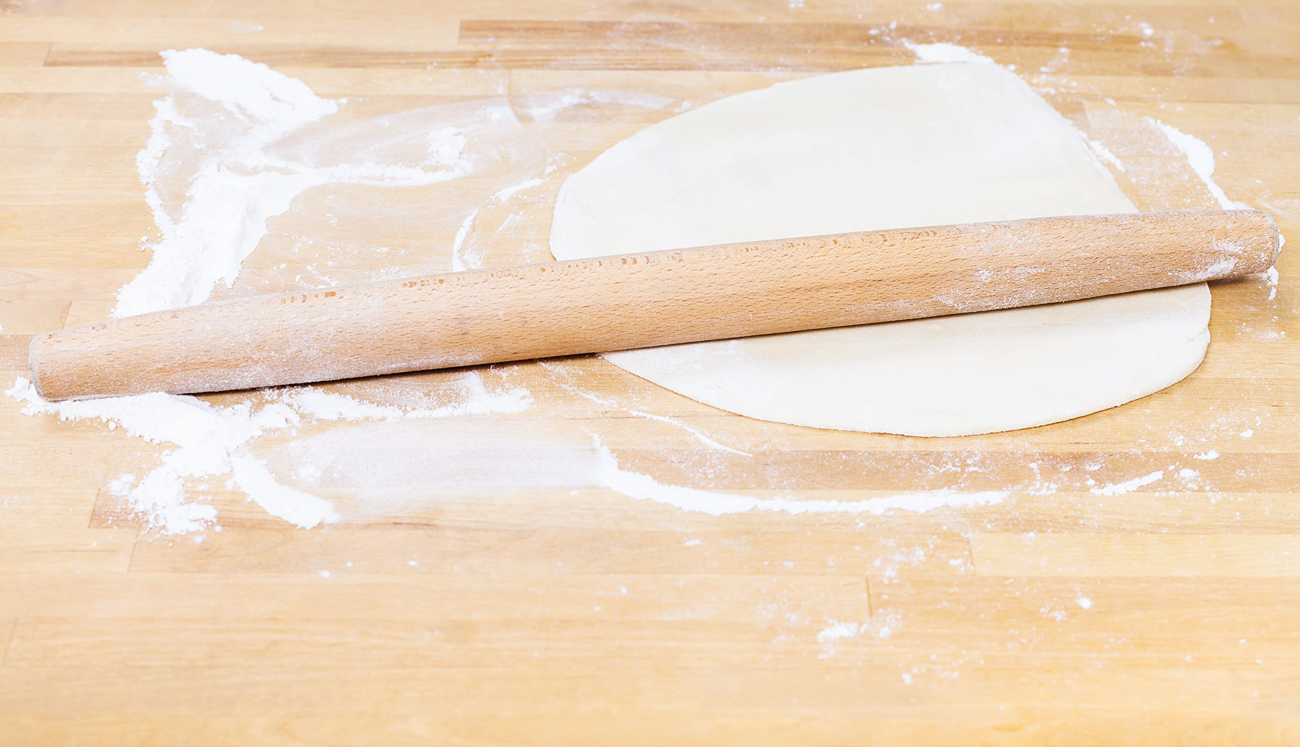 Makerstep 17-Inch French Wooden Rolling Pin for Baking - Smooth Nonstick Surface, Natural Wood Pizza Dough Roller for Cookies, Pastry & Pie Crust - Perfect for Home Bakers & Professional Kitchens