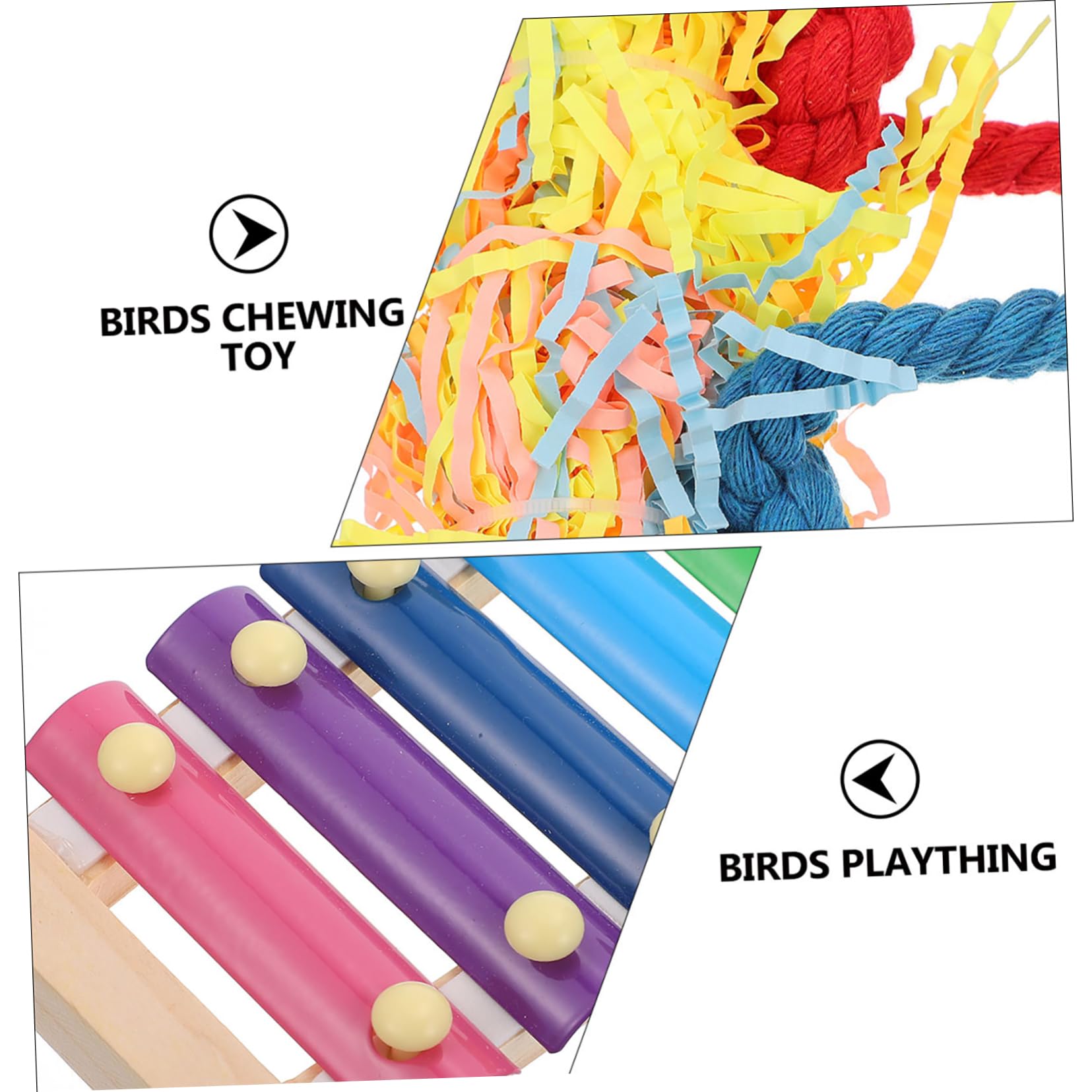 Balacoo 3-Piece Parrot Toy Set - Hanging Bell, Chewable Ladder & Pecking Toys for Birds - Natural Rattan Wooden Bird Cage Accessories - Perfect for Parrots, Cockatiels & Small Pets - Stimulating Play & Exercise Toys for Bird Cages & Chicken Coops