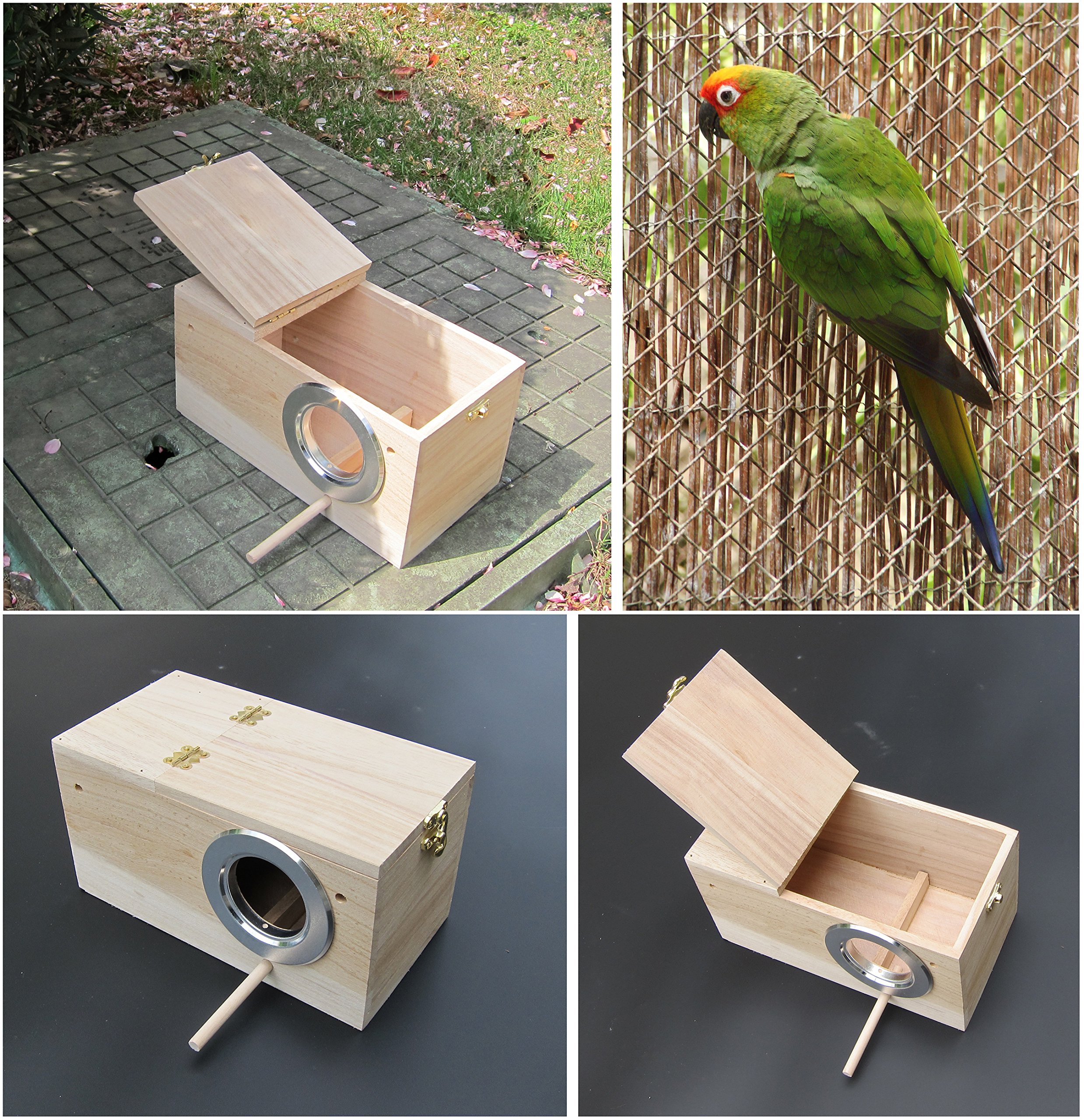 Premium Parakeet Nest Box - Budgie Breeding House for Lovebirds & Parrotlets | Safe Wooden Mating Box with Ventilation | Perfect for Bird Breeding, Nesting & Pet Bird Care (Model 848102)