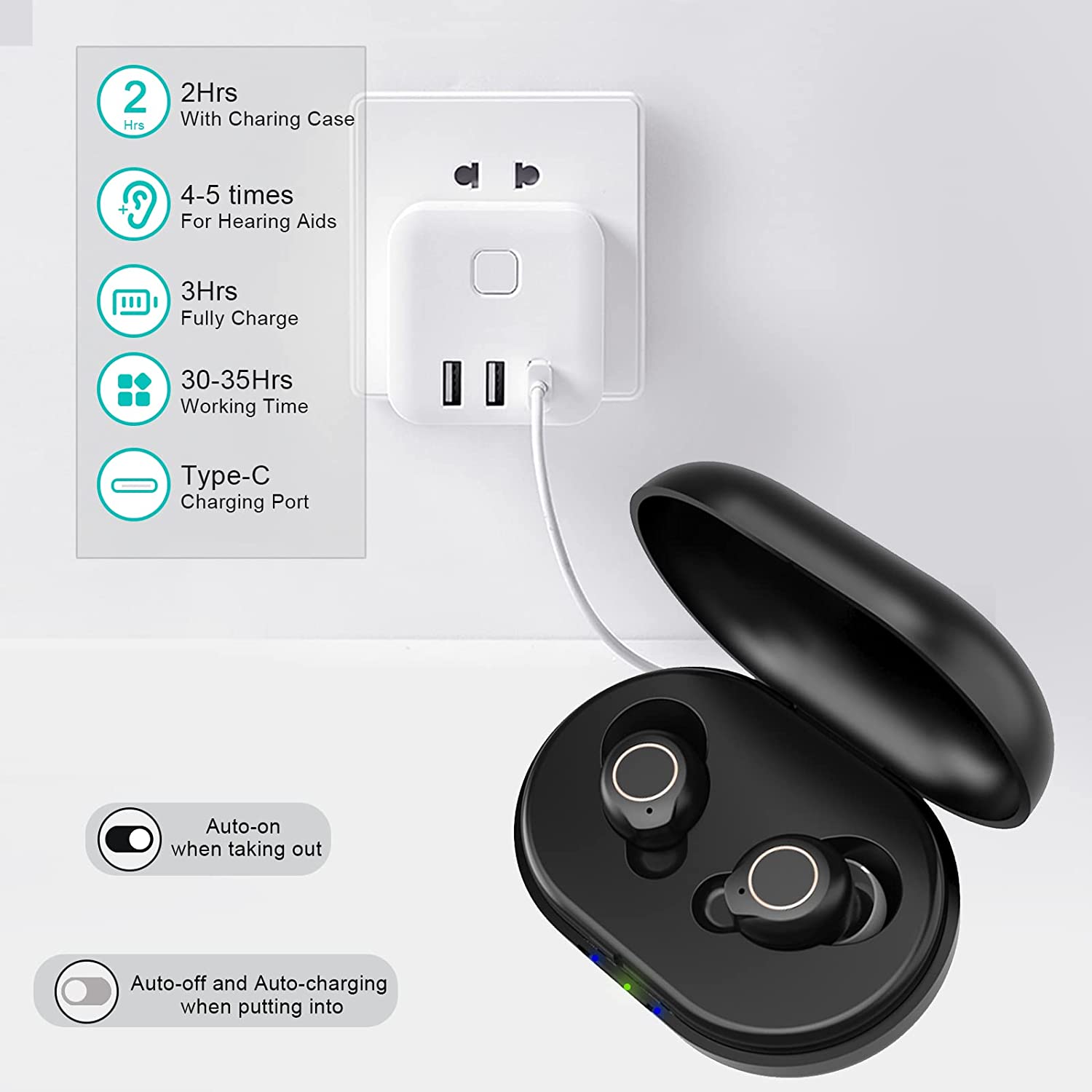 Discreet Invisible Hearing Aids with Portable Charging Case - Perfect for Travel, Work & Social Events