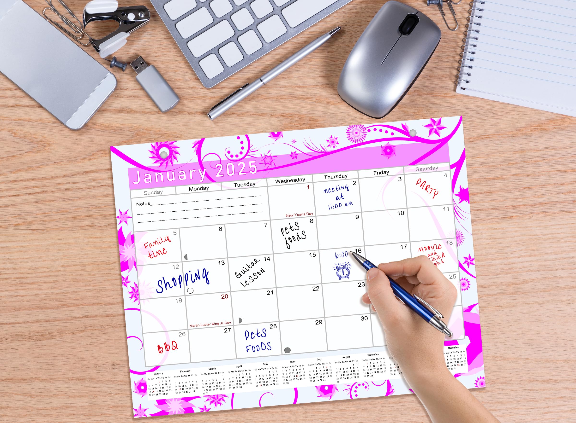 2024-2025 18-Month Magnetic Desk Calendar & Wall Planner - Monthly Organizer with Bonus Stickers (Edition #10) for Office, Home, School & Gift Giving