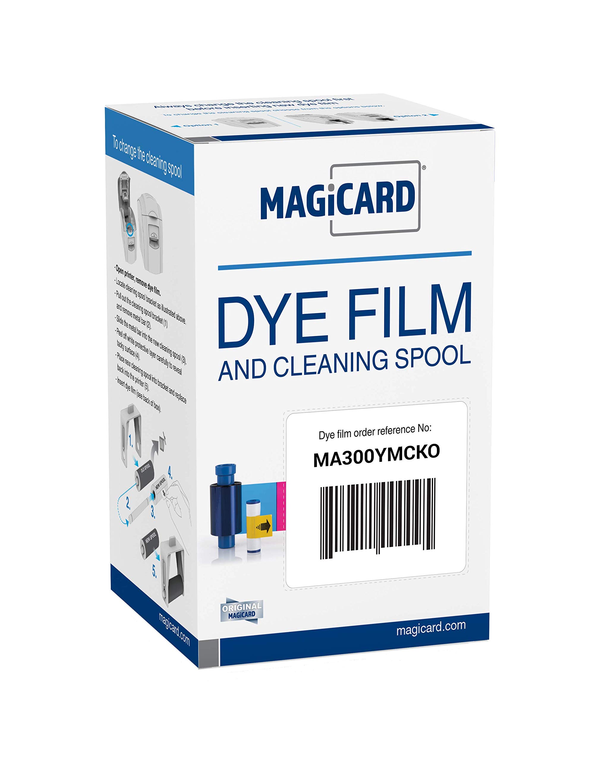 Magicard MA300YMCKO (EN1) Printer Ribbon & 100 Blank Cards Bundle - 300 High-Quality Card Prints for ID Badges, Loyalty Cards & Membership Cards | Perfect for Offices, Schools & Events