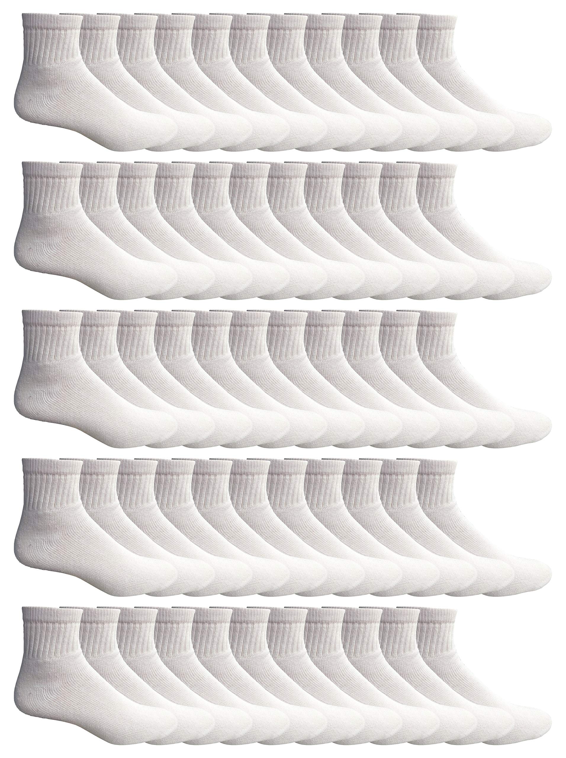 Yacht & Smith Kids Ankle Athletic Sports Socks - 12 Pairs Bulk Pack for Boys & Girls - Breathable Cotton Crew Socks for Running, Basketball, Soccer - Perfect for School, Gym & Daily Wear