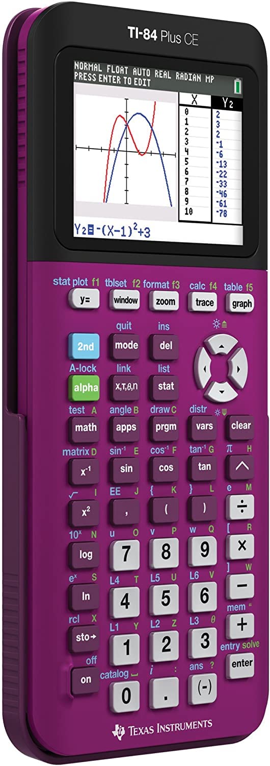 TI-84 Plus CE Graphing Calculator - Plum Color (Model 2425) for High School & College Math, Science, Engineering | Perfect for Algebra, Calculus, Statistics & STEM Classes