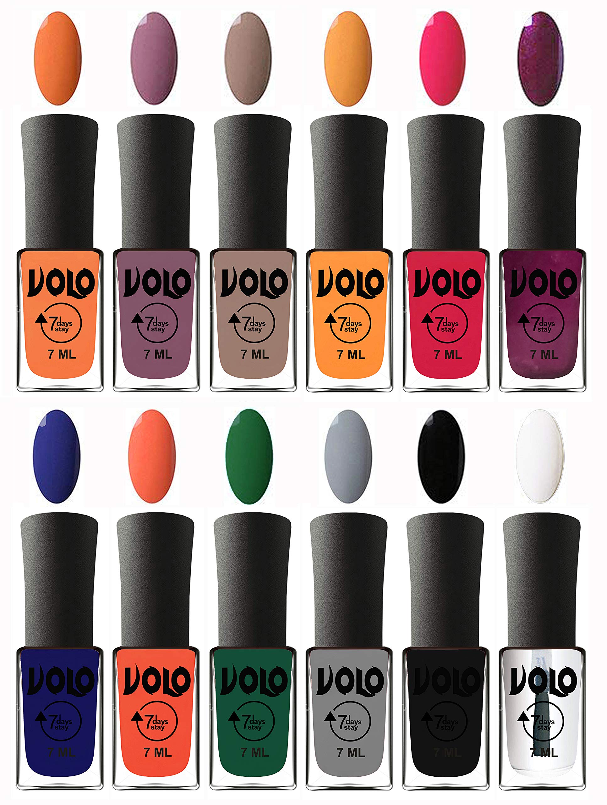 Volo 12 Colors Long Lasting Nail Polish Set for Women & Girls - Non-Toxic Chip-Resistant Nail Paint Kit for Home, Salon & Party Manicures
