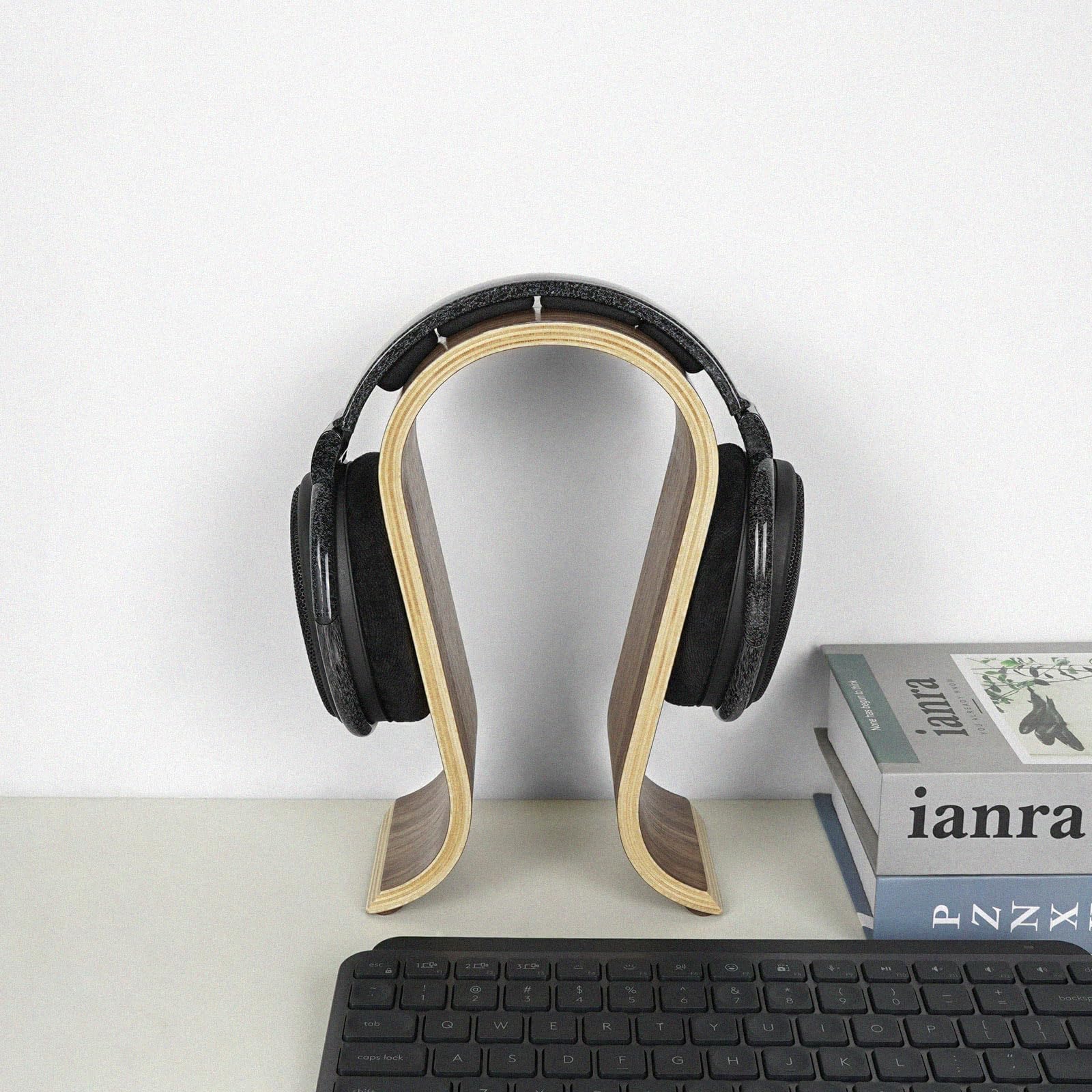 Premium Wooden Omega Headphone Stand - Universal Headset Holder for Audio-Technica, Bose, AKG, Sennheiser, Beats Studio & More - Perfect Desk Display Hanger for Home Office & Gaming Setup