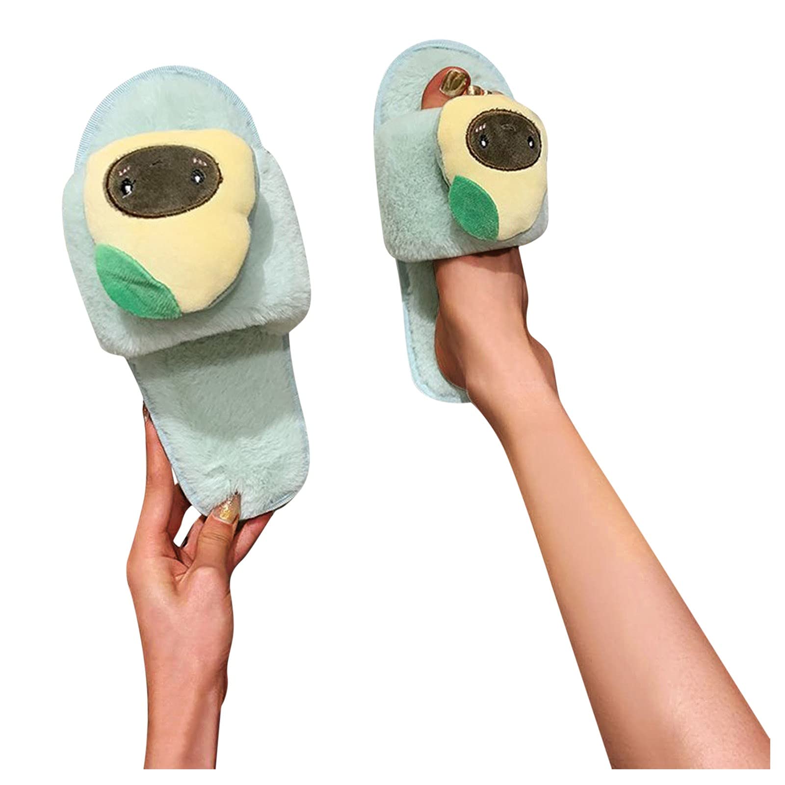 Gibobby Women's Fuzzy Fur House Slippers - Non-Slip Indoor/Outdoor Slide Sandals for Home, Lounge & Backyard Comfort
