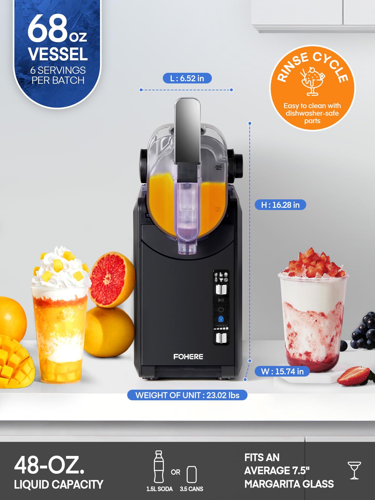 Professional Frozen Drink Maker with Quickfreeze Technology - 5 Preset Programs for Margaritas, Slushies & Frappés | Commercial & Home Use for Parties, Cafés & Restaurants | Black