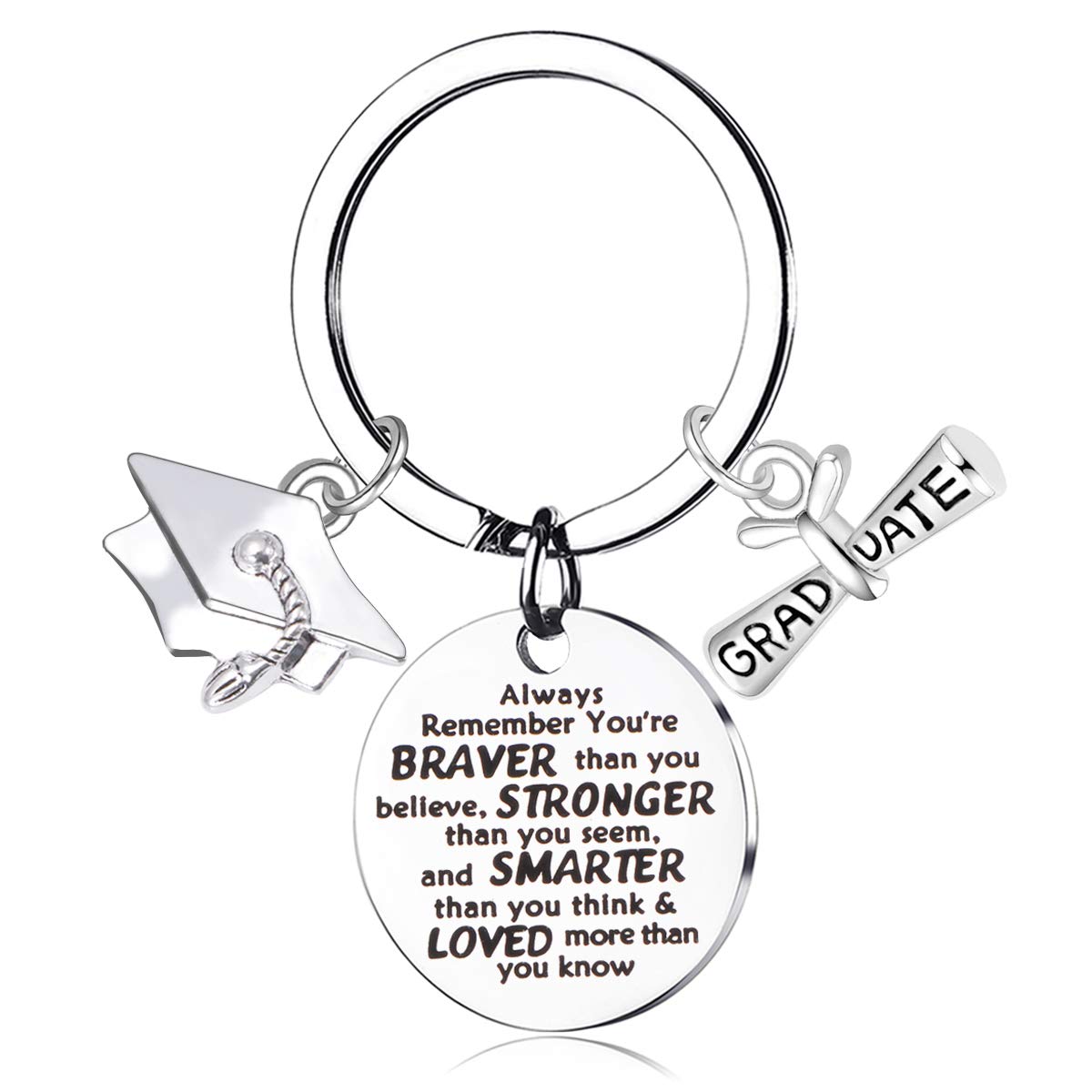 Personalized Graduation Keychain for Her/Him 2023 - Inspirational High School Gift from Mom & Dad with Engraved 'Keep Going' Message - Uplifting Jewelry Gift for Graduates (Always Remember-KC045) - Perfect for Graduation Ceremonies, Parties & Daily Motivation