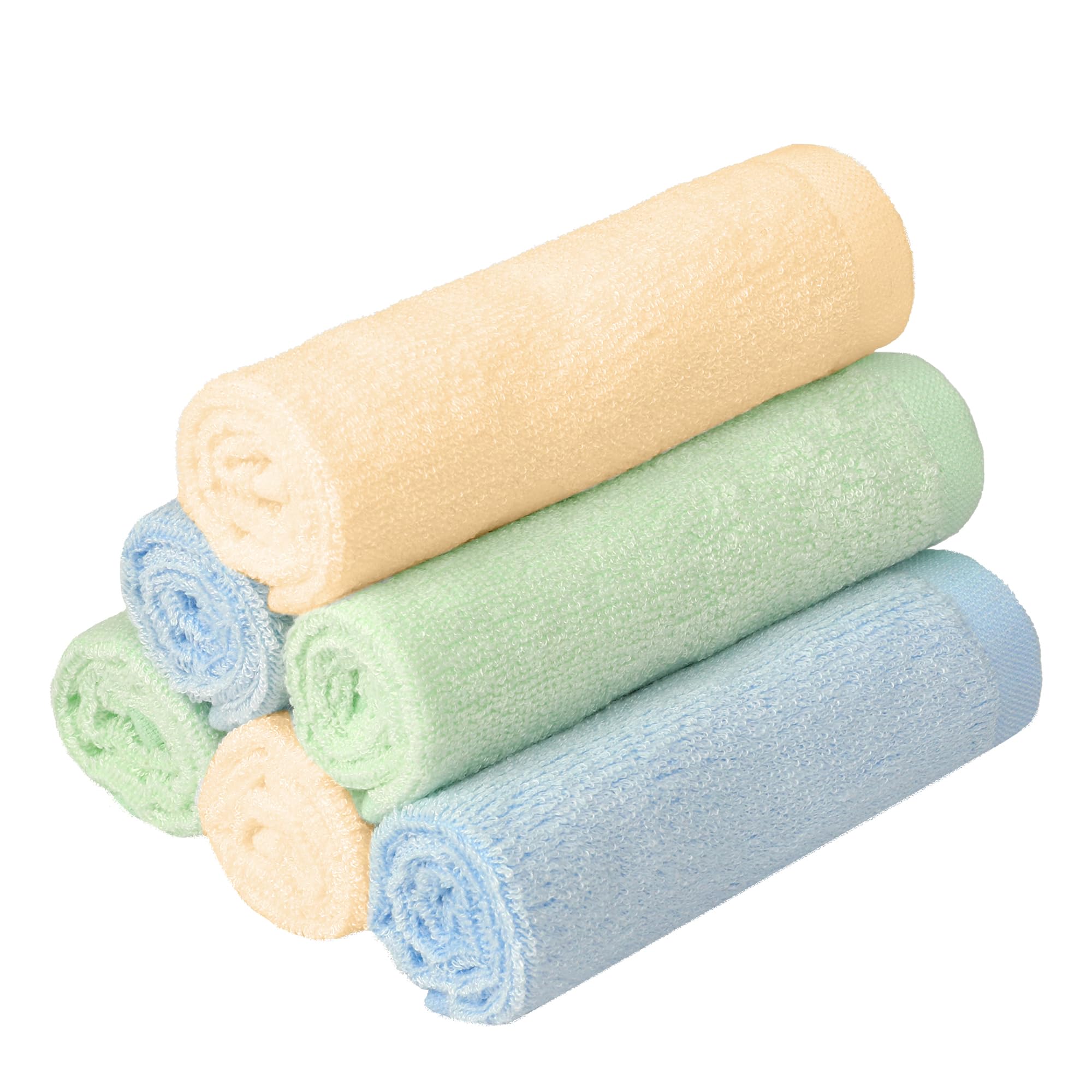 6 Pack Ultra Soft Baby Washcloths for Newborn & Toddler - Bamboo Rayon & Cotton Blend, 10