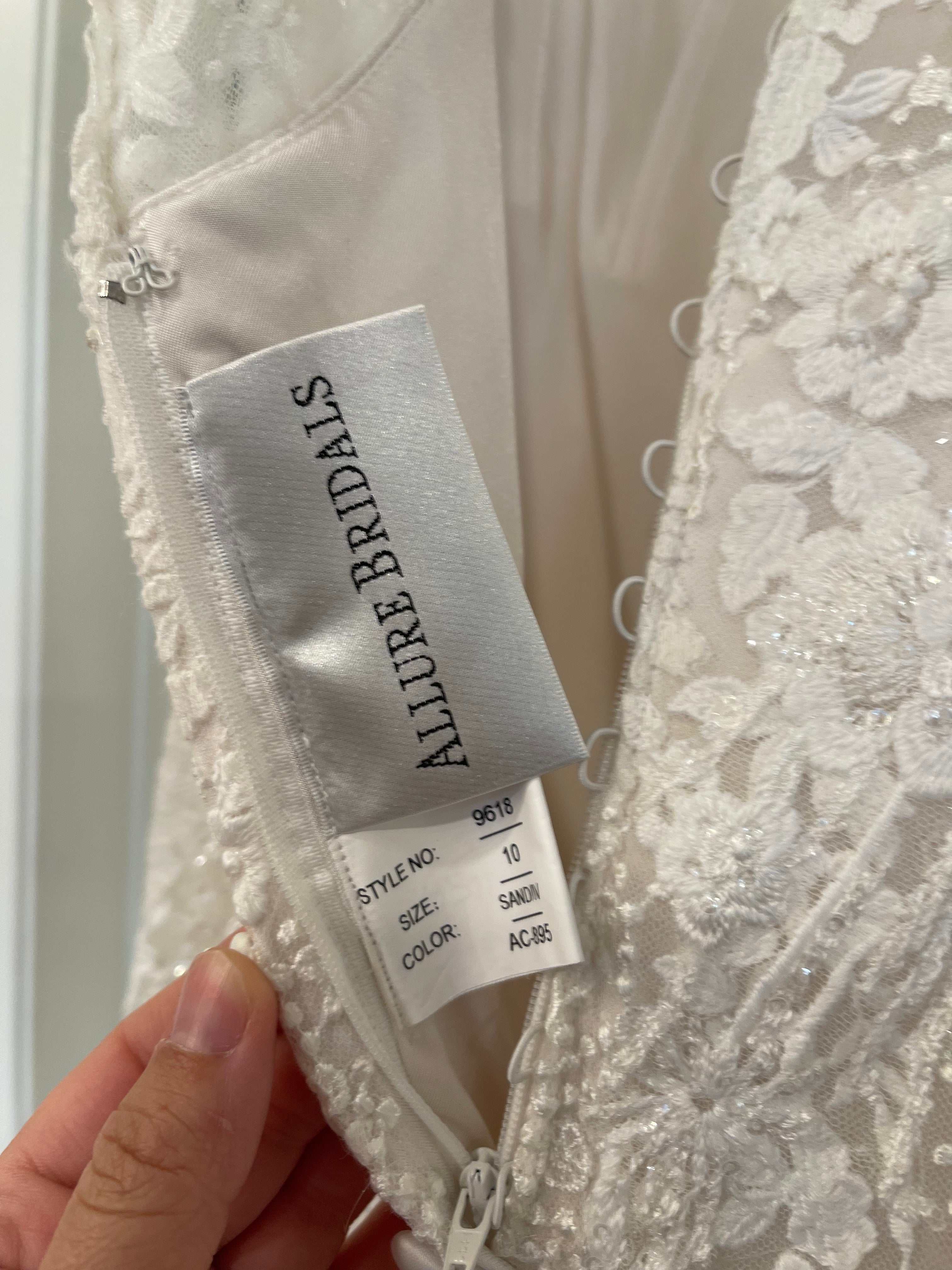 Allure Bridals 9618 Elegant Lace Wedding Gown with Beaded Details - Perfect for Church Ceremonies & Formal Receptions