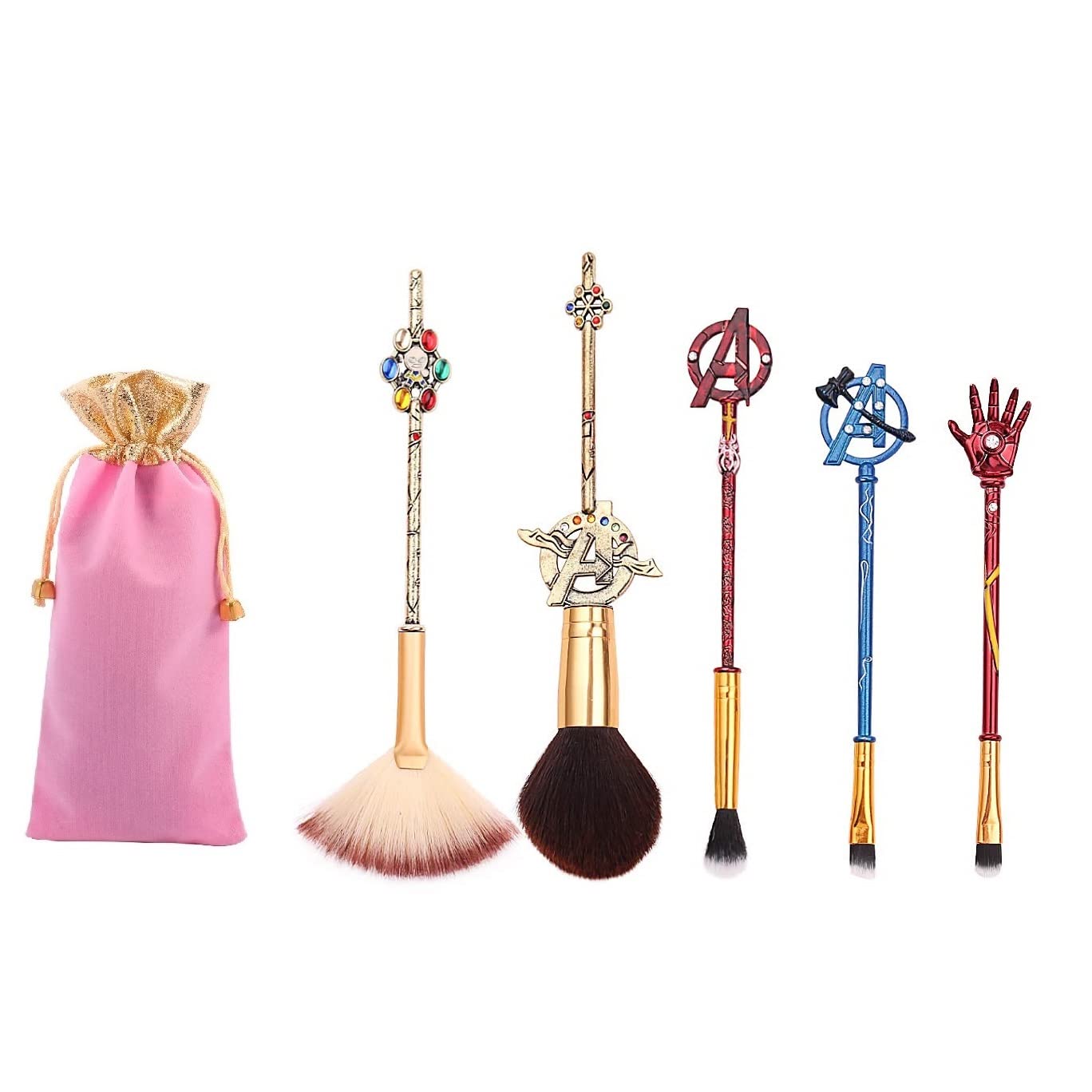 5-Piece Classic Movie Face Makeup Brush Set - Professional Foundation Powder & Eyeshadow Kit for Beginners & Makeup Artists | Perfect for Halloween, Cosplay & Theatrical Makeup Application