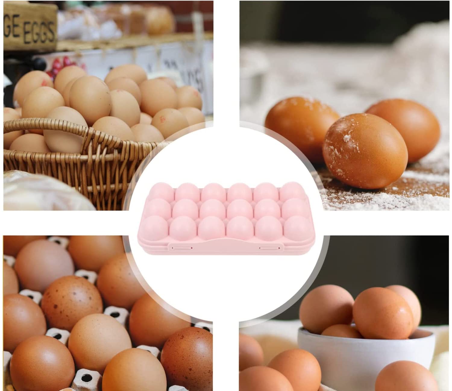 SKOFRI 18 Grid Plastic Egg Storage Container - Stackable Refrigerator Tray for Kitchen, Fridge Organizer (30x15x6.5 cm) - Perfect for Fresh Egg Storage, Pantry Organization & Space Saving in Home Kitchen