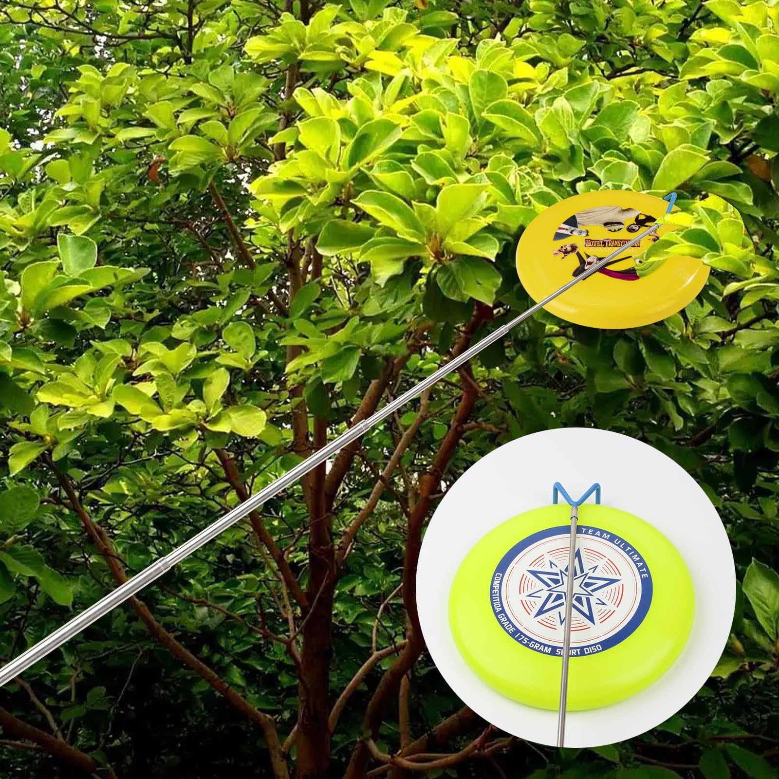 **16FT Telescopic Disc Golf Retriever Pole - 3-in-1 Stainless Steel Grabber Tool for Water & Outdoor Play | Perfect for Lost Disc Recovery & Course Adventures**