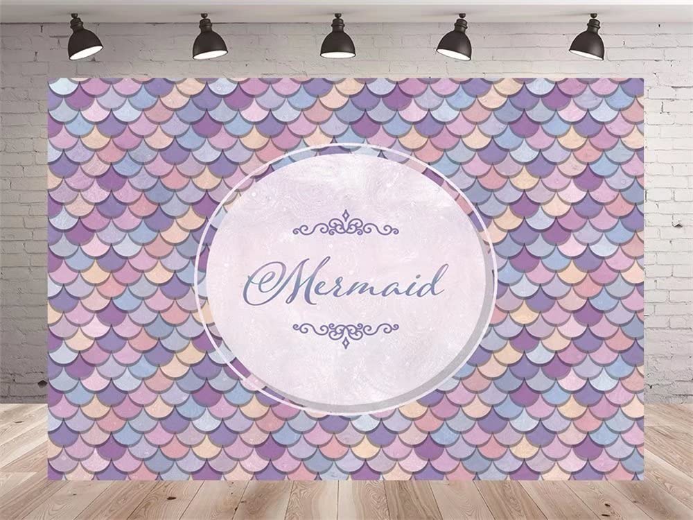 Mermaid Birthday Backdrop 7x5ft - Girls Party Photo Background for Decor