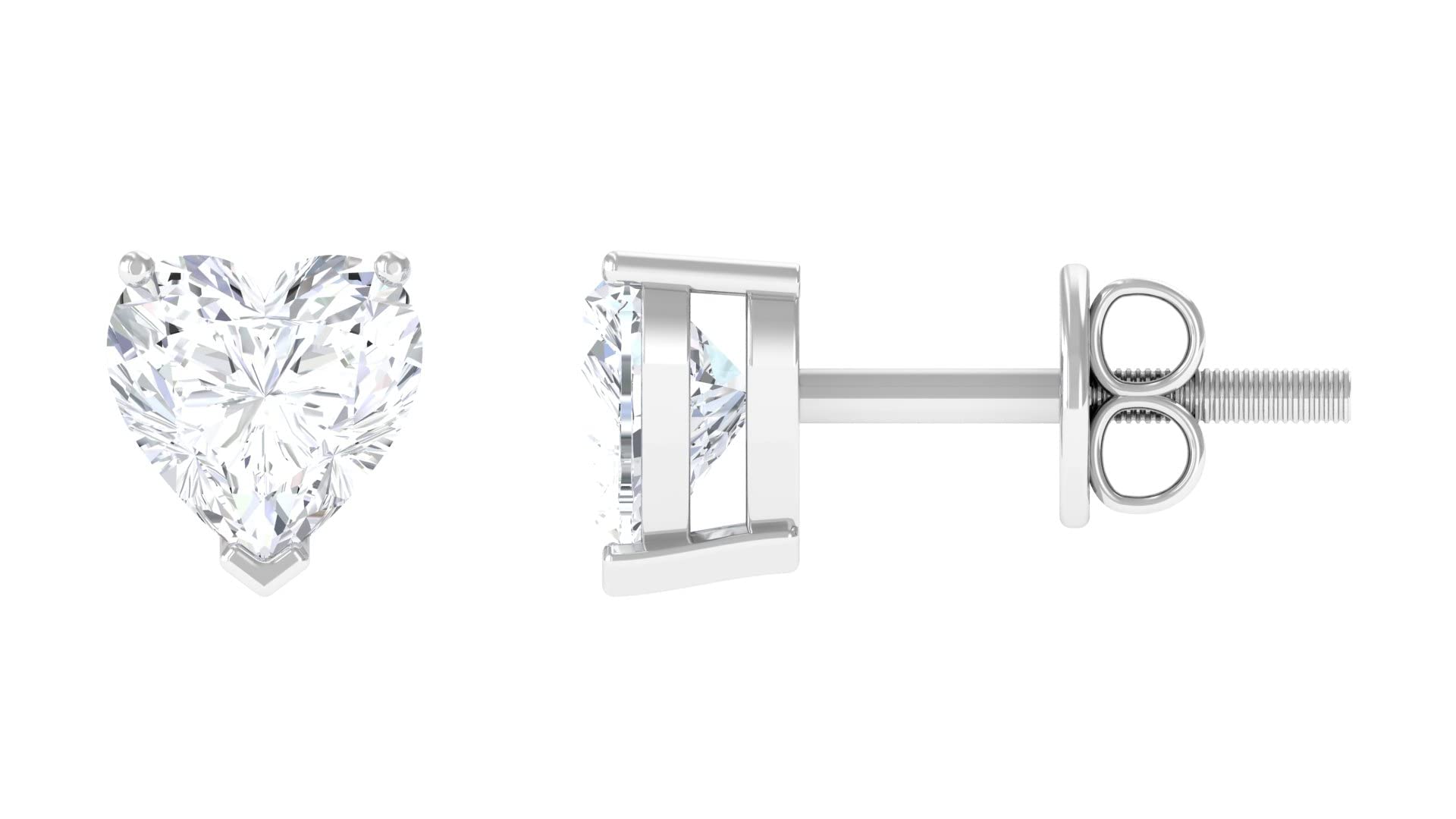 1/2 CT Moissanite Stud Earrings - 14K Solid Gold Heart Solitaire Earrings for Women | Certified Durable Moissanite Jewelry | Perfect for Valentine's Day, Anniversary & Wedding Gifts