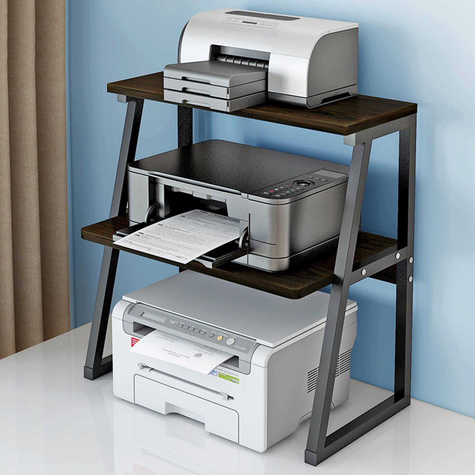 3-Tier Metal Printer Stand for Home Office - Heavy Duty Desktop Copier Storage Rack with Large Capacity | Perfect for Organizing Printers, Scanners & Office Supplies