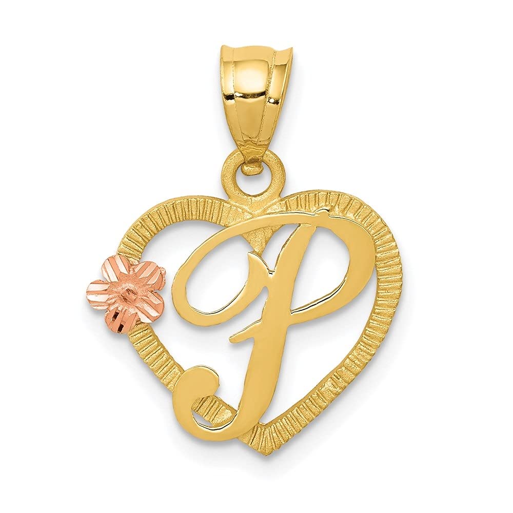 14K Two-Tone Gold Heart Letter Alphabet Initial Pendant Necklace - Personalized Name Jewelry Gift for Women - Perfect for Valentine's Day, Anniversary & Birthday Gifts