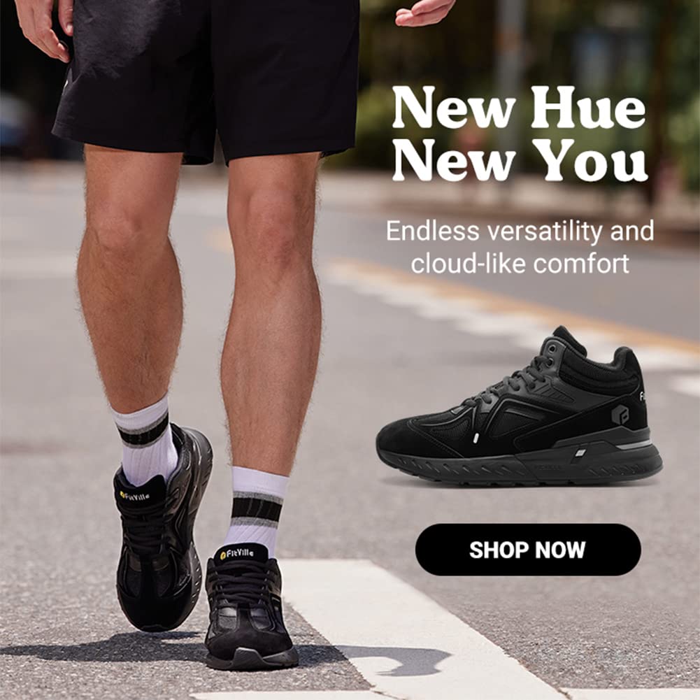 FitVille Extra Wide Basketball Shoes for Men - High-Top Sneakers with Ankle Support & Arch Support for Flat Feet - Perfect for Court Play, Training & Casual Wear